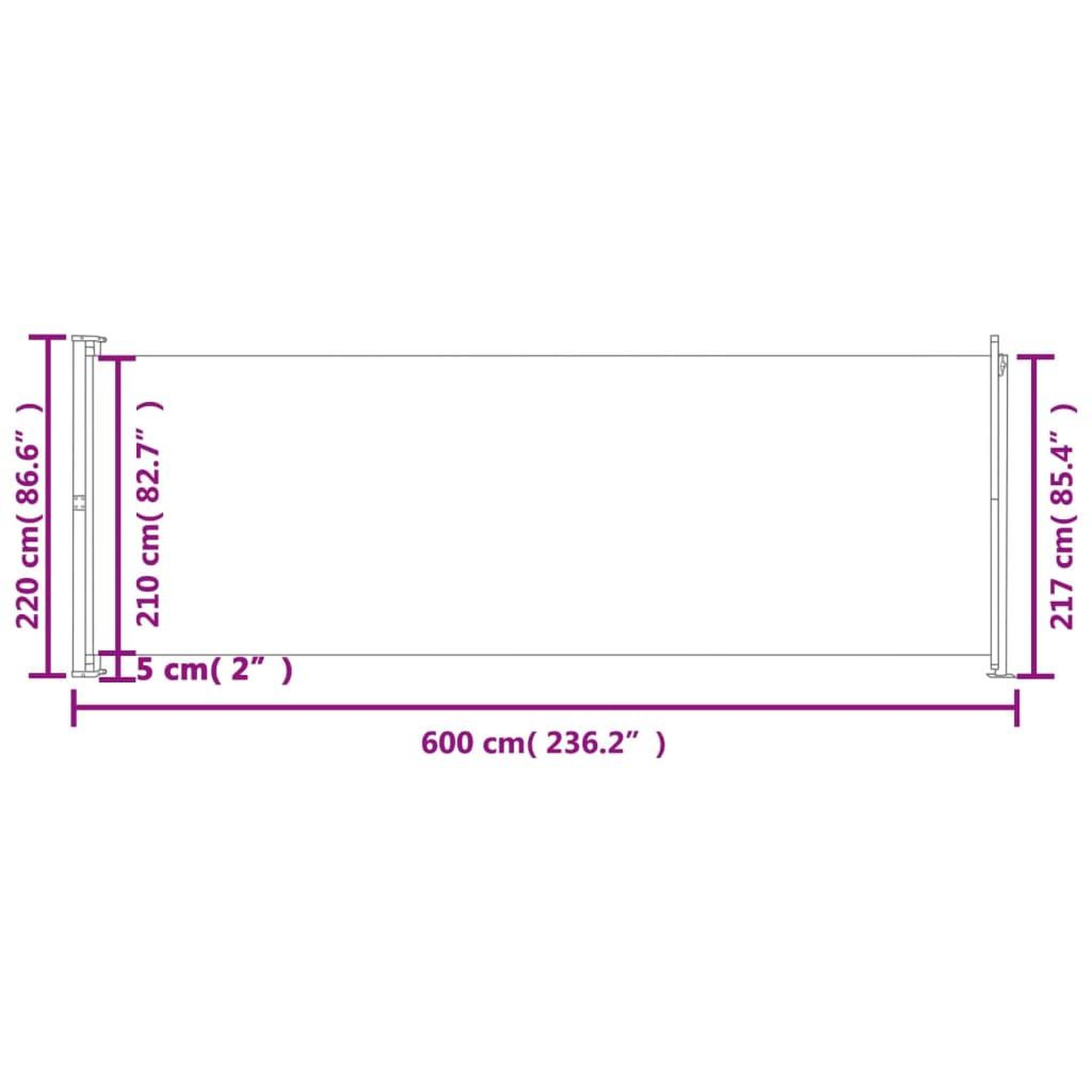 Voir la diapositive 6 : VIDAXL Auvent lateral retractable de patio 220x600 cm Creme