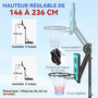 Voir la diapositive 4 : HOMCOM Panier de basketball sur pied hauteur réglable H.146-236 cm lestage roulettes bleu noir