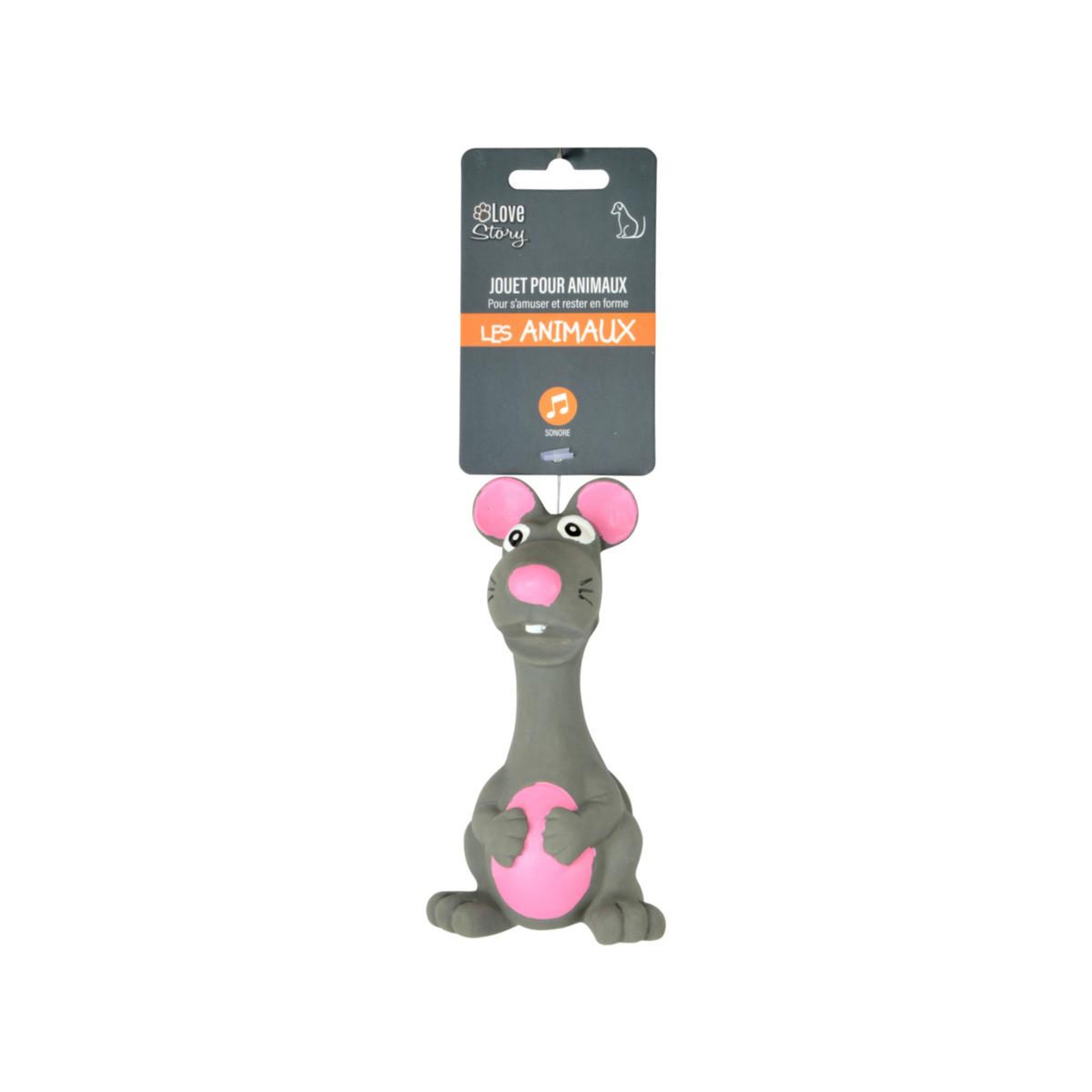 Voir la diapositive 2 : LOVE STORY Jouet pour chien  souris  14cm gris
