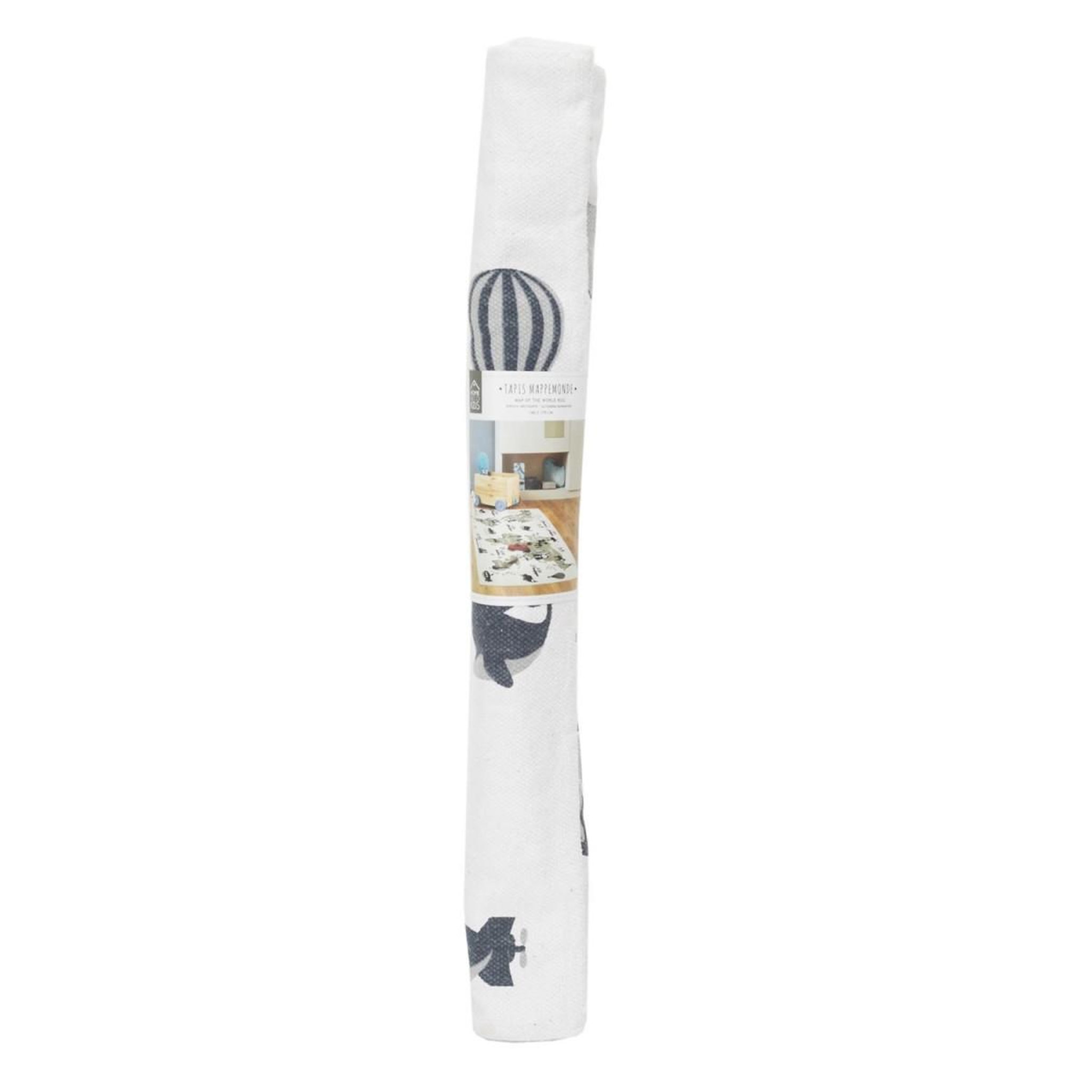 Voir la diapositive 4 : The Home Deco Factory Tapis enfant  mappemonde  70x140cm blanc & gris