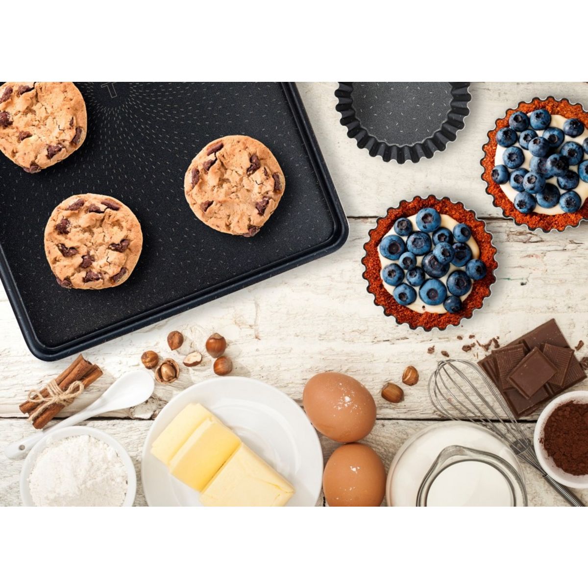 TEFAL Moules 4 tartelettes individuelles PERFECT BAKE 11 cm métal