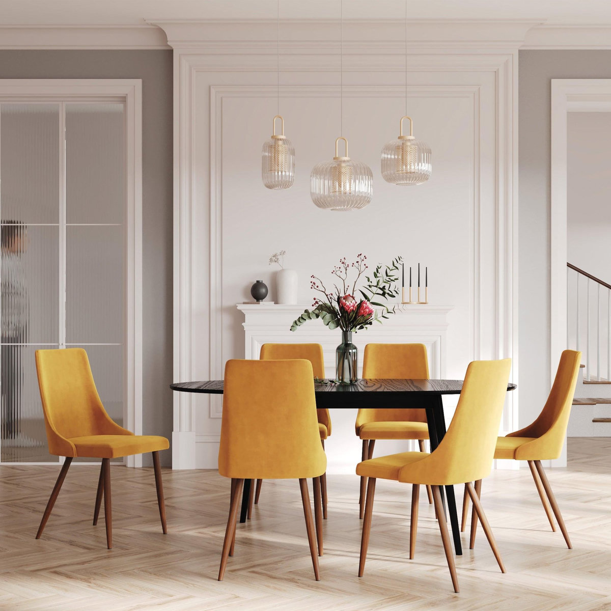 Rendez vous déco Table ovale 6/8 personnes extensible en bois noir 170/200 cm-Eddy