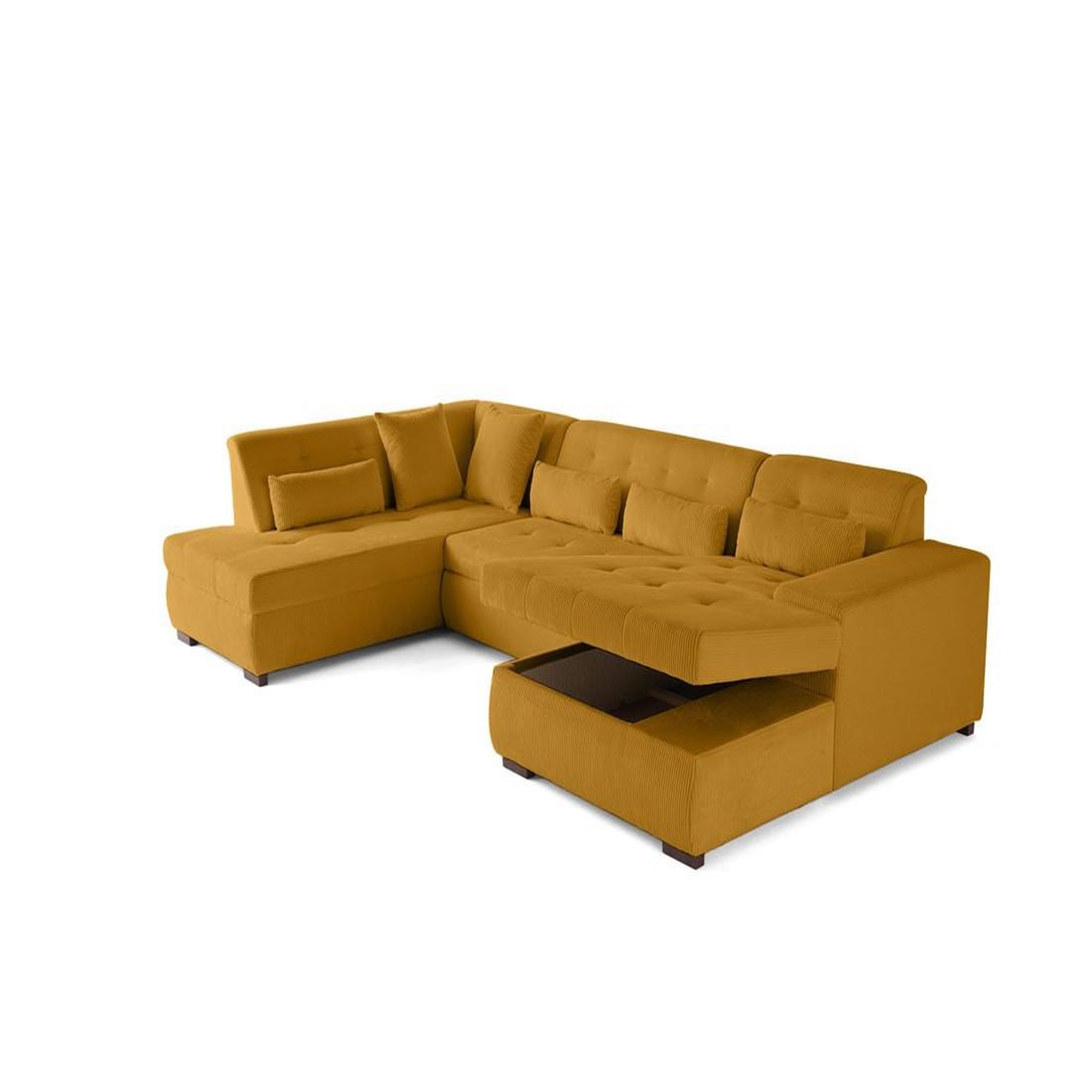 Voir la diapositive 5 : LISA DESIGN Vermont - canapé panoramique d'angle gauche - 7 places - convertible avec coffre - en velours côtelé