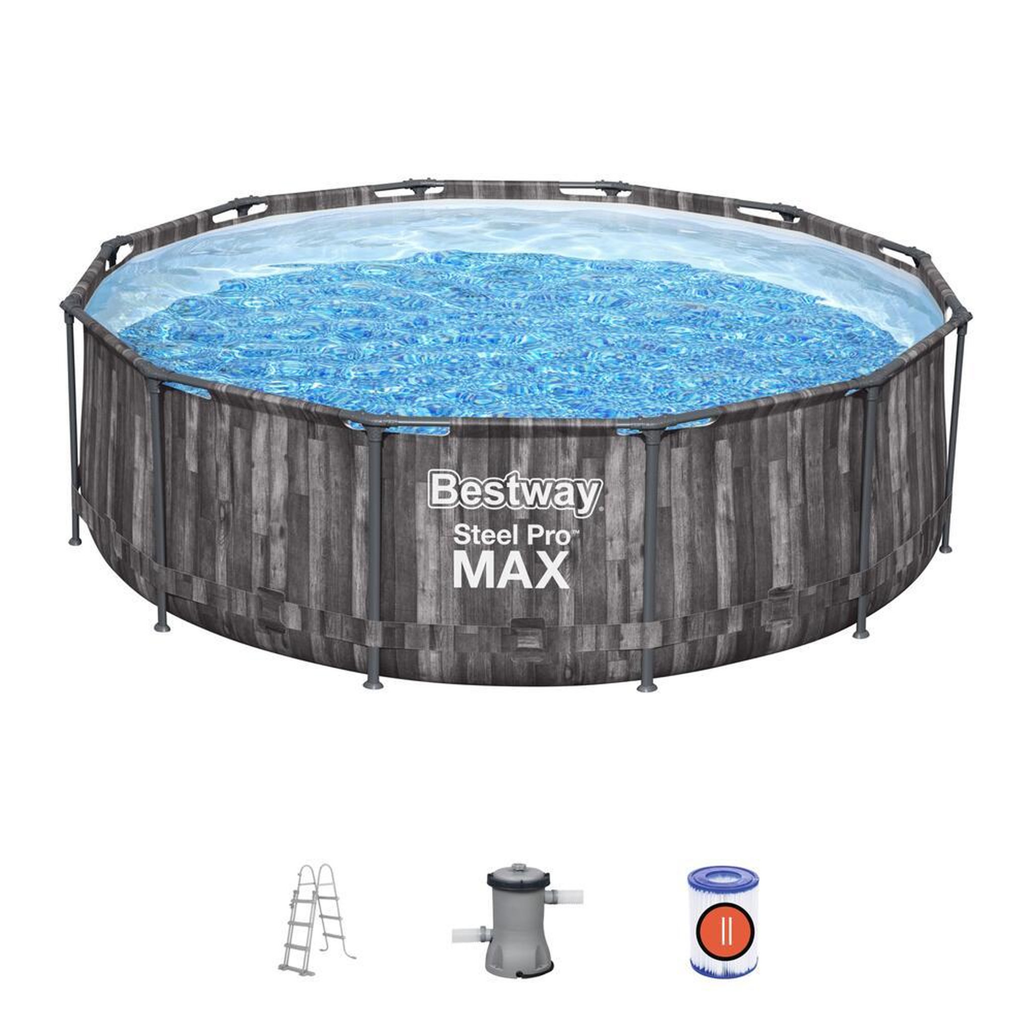 Voir la diapositive 3 : CONCEPT USINE Piscine tubulaire hors sol ronde gris 3,66 x 1 m HILO