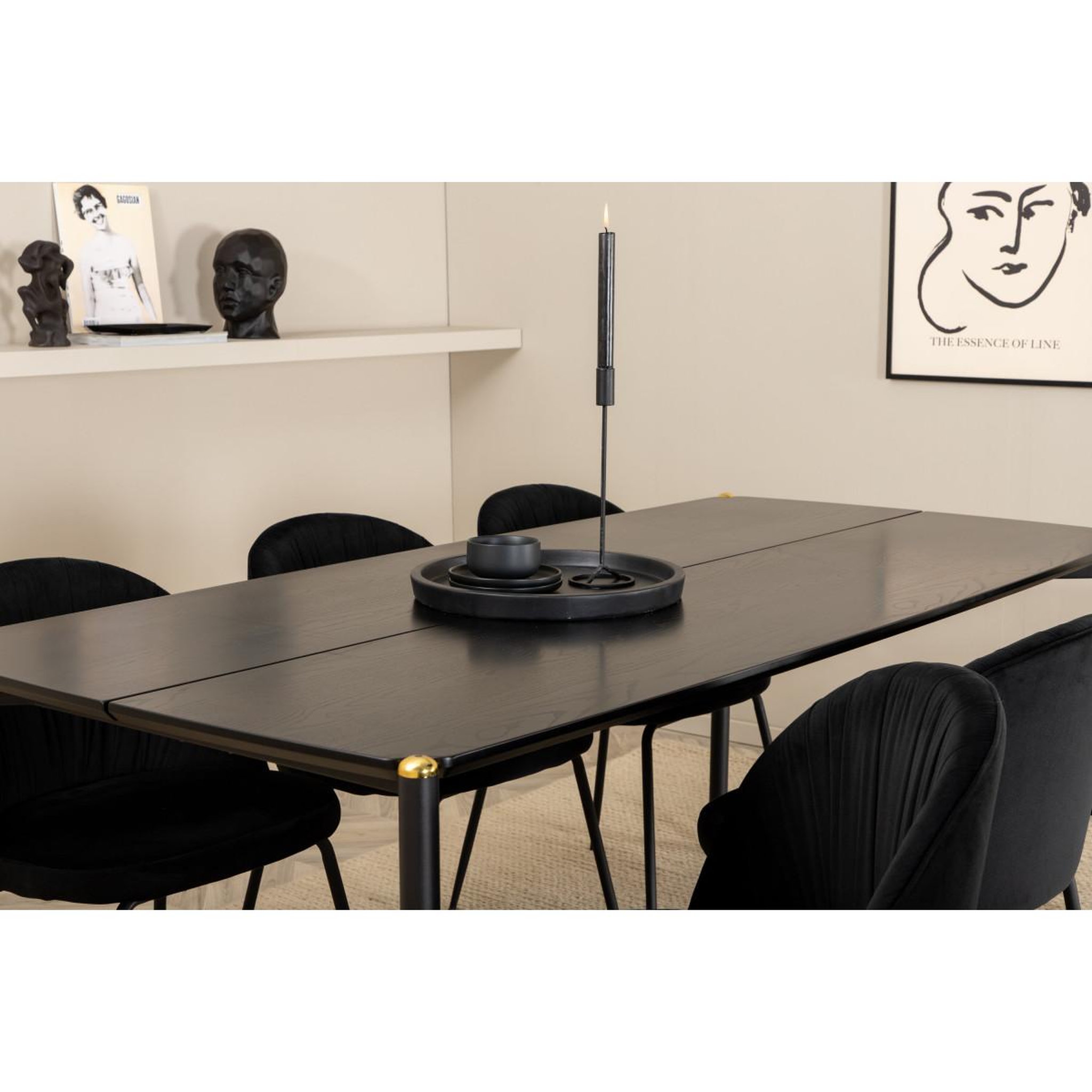 Voir la diapositive 4 : Paris Prix Ensemble table à manger & 6 chaises  pelle & wrinkles  190cm noir