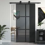 VIDAXL Porte coulissante noir 102,5x205 cm verre trempe aluminium