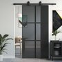 Voir la diapositive 1 : VIDAXL Porte coulissante noir 102,5x205 cm verre trempe aluminium