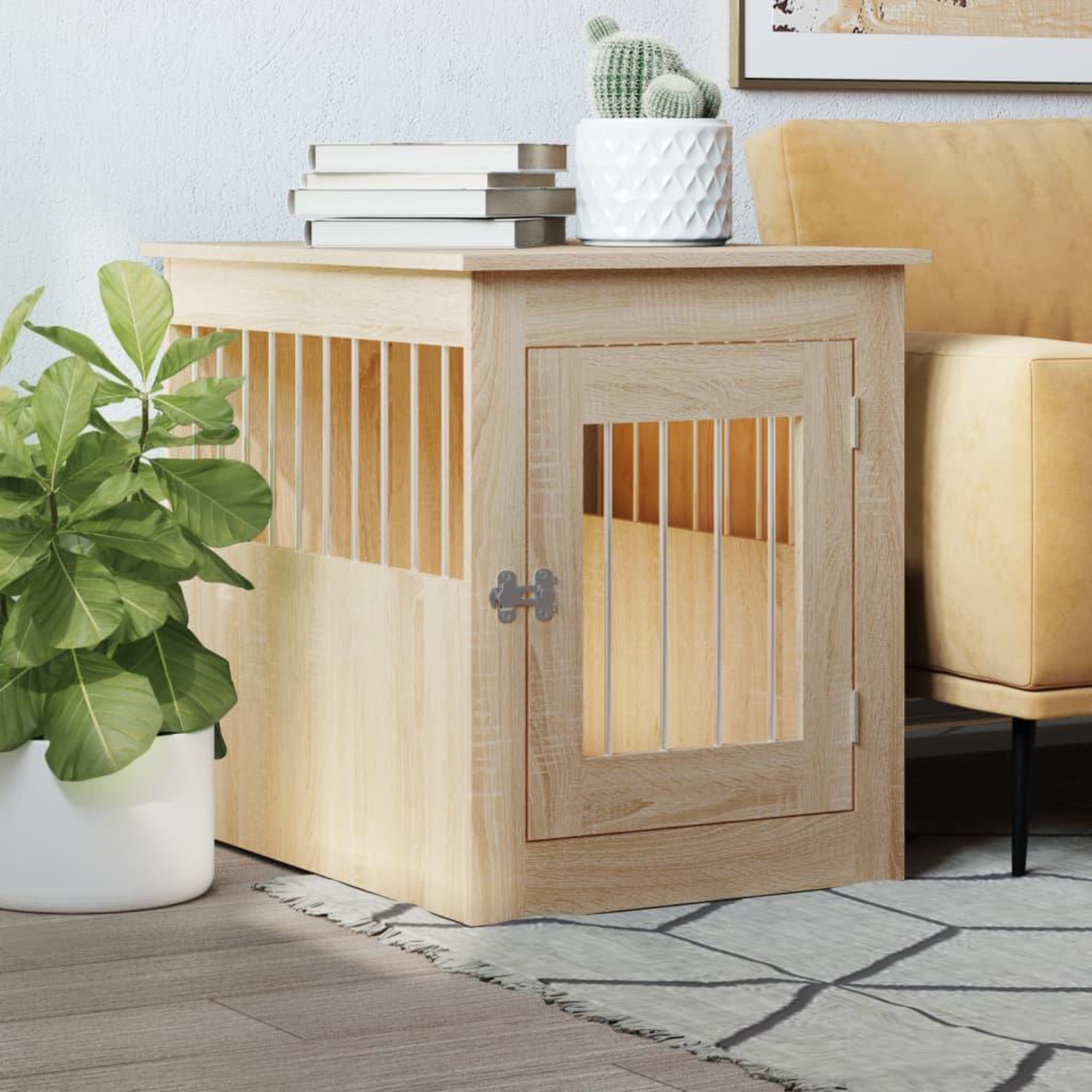 Voir la diapositive 1 : VIDAXL Meuble de cage pour chiens chene sonoma 55x75x65 cm