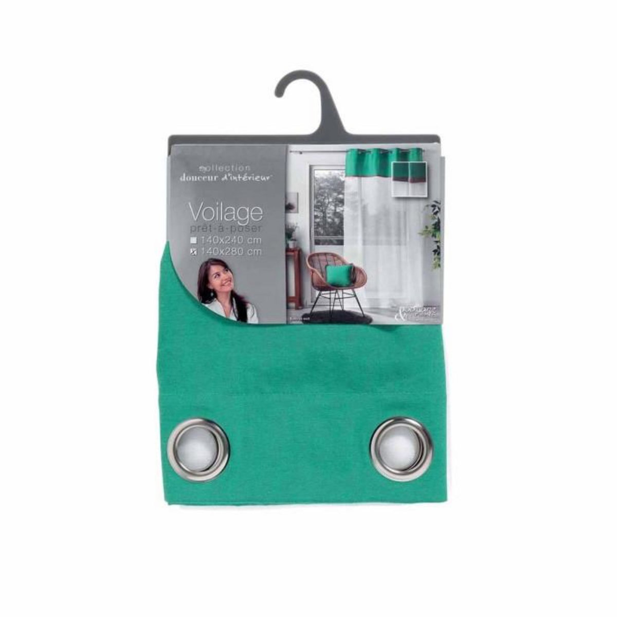 Paris Prix Rideau Voilage à Œillets  Kelonia  140x280cm Vert