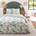 FUTURE HOME Parure de lit 2 personnes végétal réversible unie. Coloris disponibles : Vert