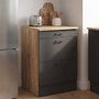 Voir la diapositive 2 : ID MARKET Meuble bas de cuisine 60 cm SUBTIL appoint casserolier 3 tiroirs bois et noir