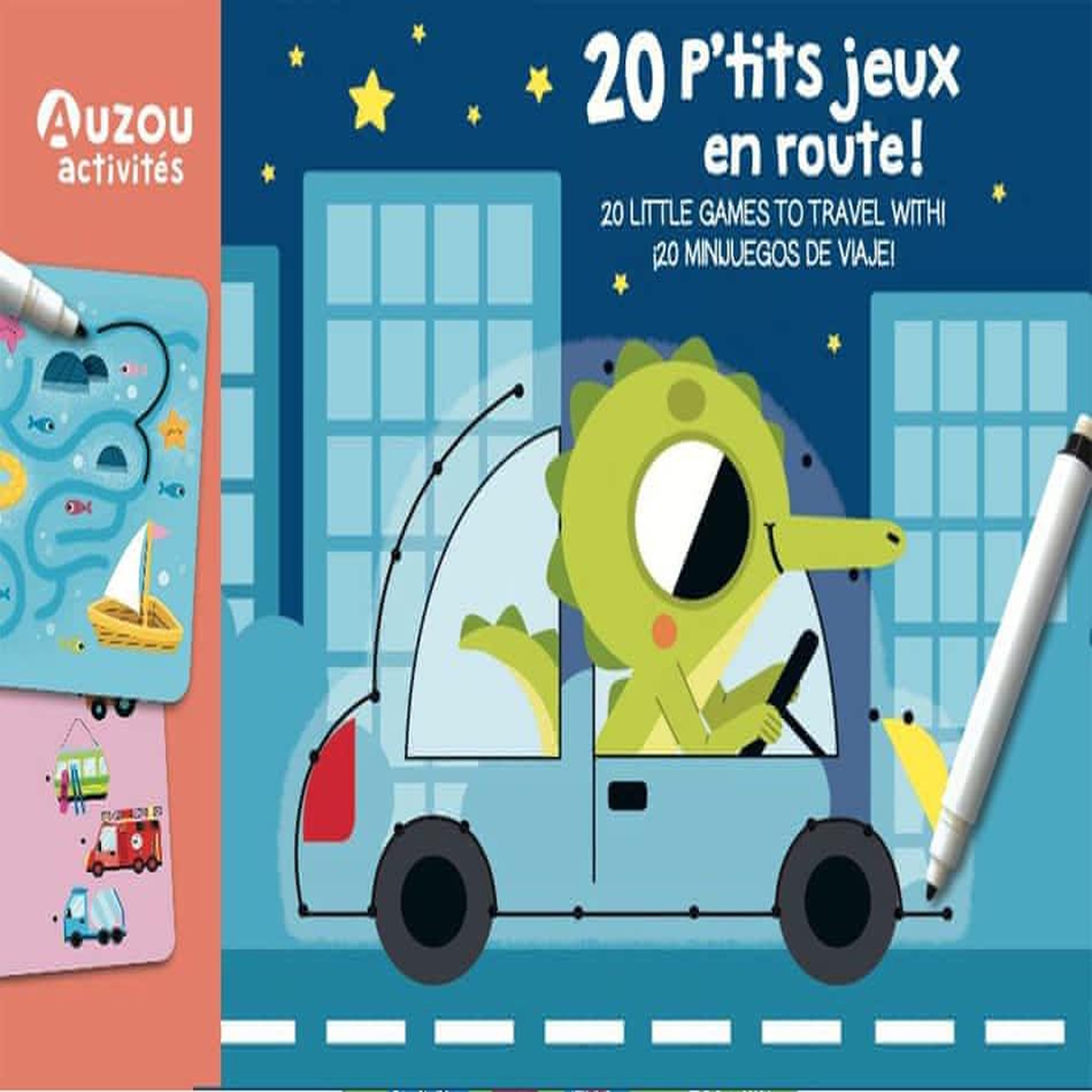 20 P'TITS JEUX EN ROUTE ! AVEC 1 LABYRINTHE GEANT, 20 CARTES PLASTIFIEES, 1 FEUTRE EFFACABLE, Sorte Marta
