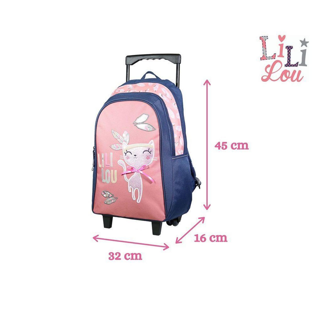 Bagtrotter BAGTROTTER Sac à dos à roulettes Lili Lou Chat Rose