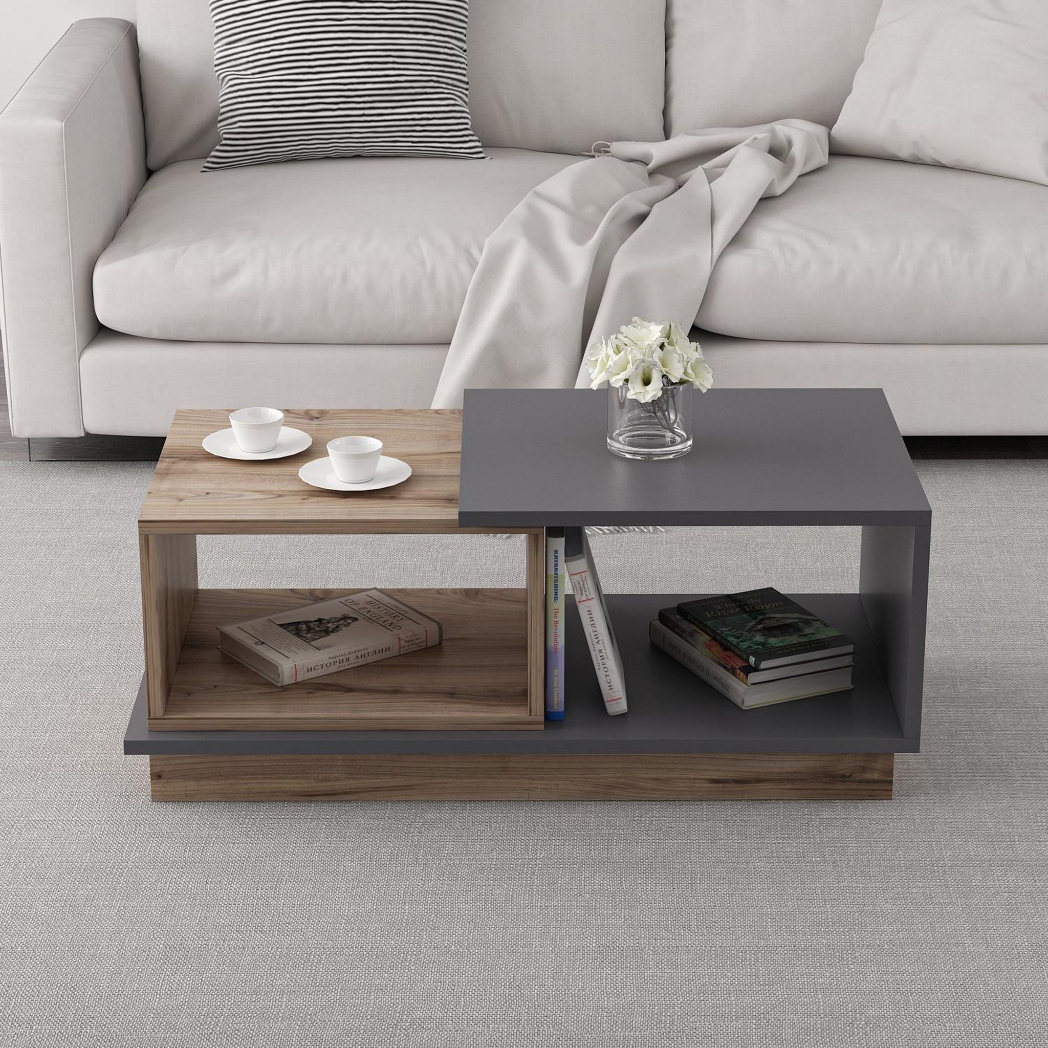 Voir la diapositive 2 : Habitat et Jardin Table basse en bois  consept  - 90 x 45 x 36 cm - gris anthracite