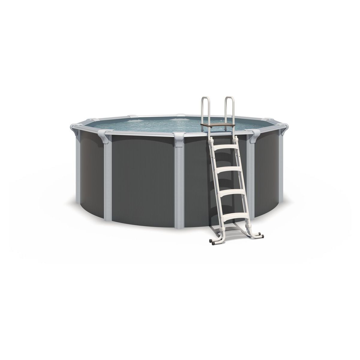 trigano Piscine hors sol acier ronde - 3,65 x 1,32m - anthracite