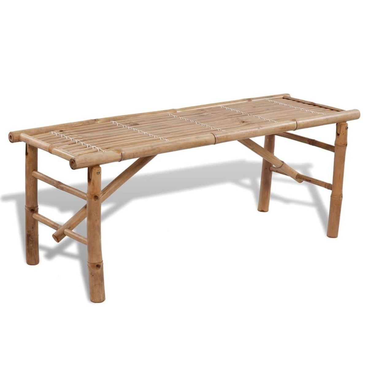 VIDAXL Table de brasserie avec 2 bancs 100 cm Bambou
