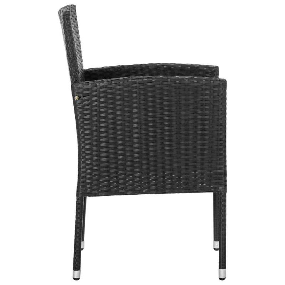 VIDAXL Chaises de jardin coussins noir lot de 4 noir résine tressée