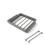 EMUCA SRL Kit de porte-pantalon à 7tringles et rack ajustable Quartz pour armoires -  glissières extension totale et à fermeture douce -  Module 60cm -  Finition Titane