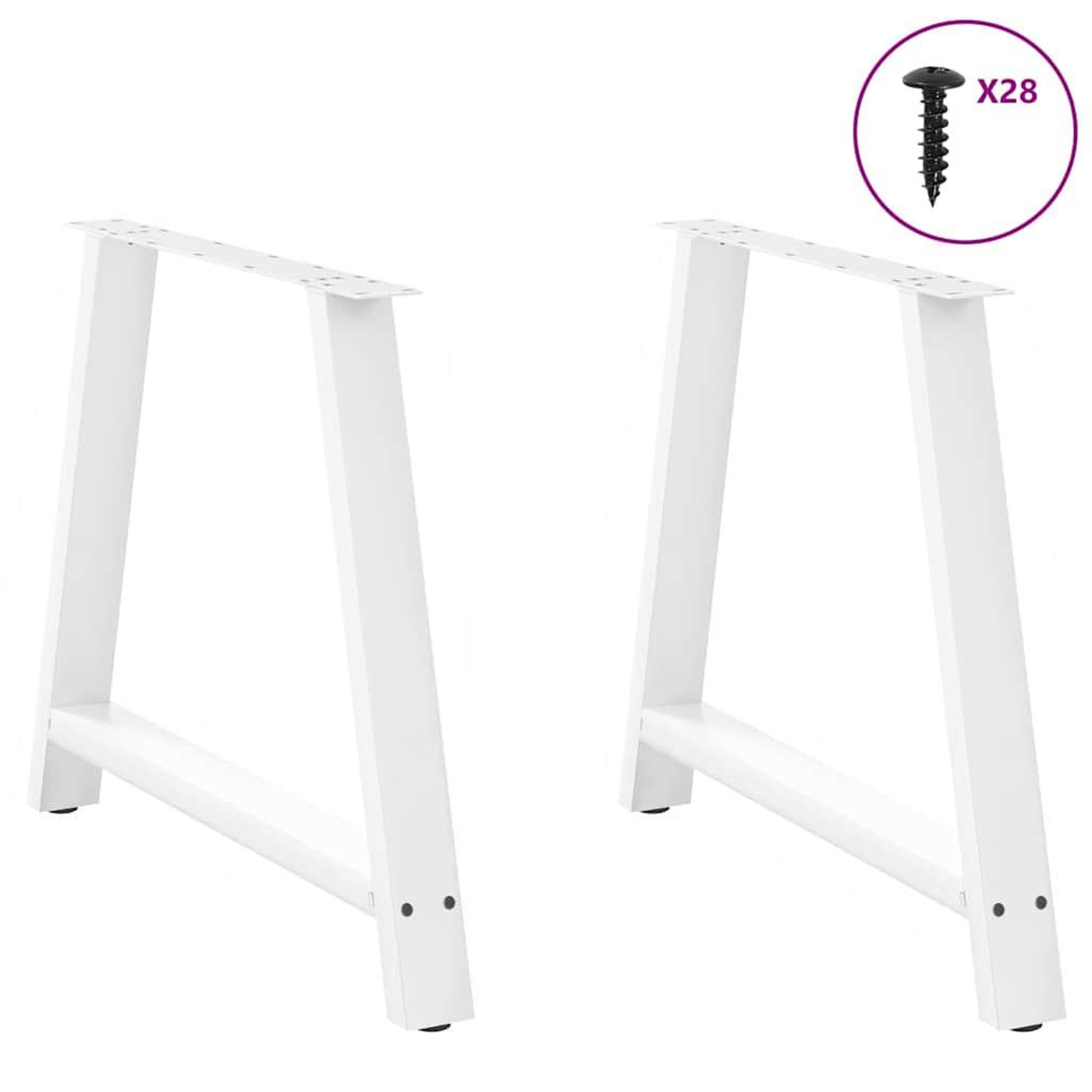 Voir la diapositive 3 : VIDAXL Pieds de table basse forme de A 2 pcs blanc 90x(72-73) cm acier