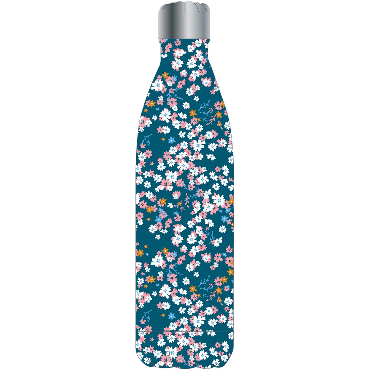 CMP Bouteille isotherme à fleurs bleu en acier inoxydable 50cl