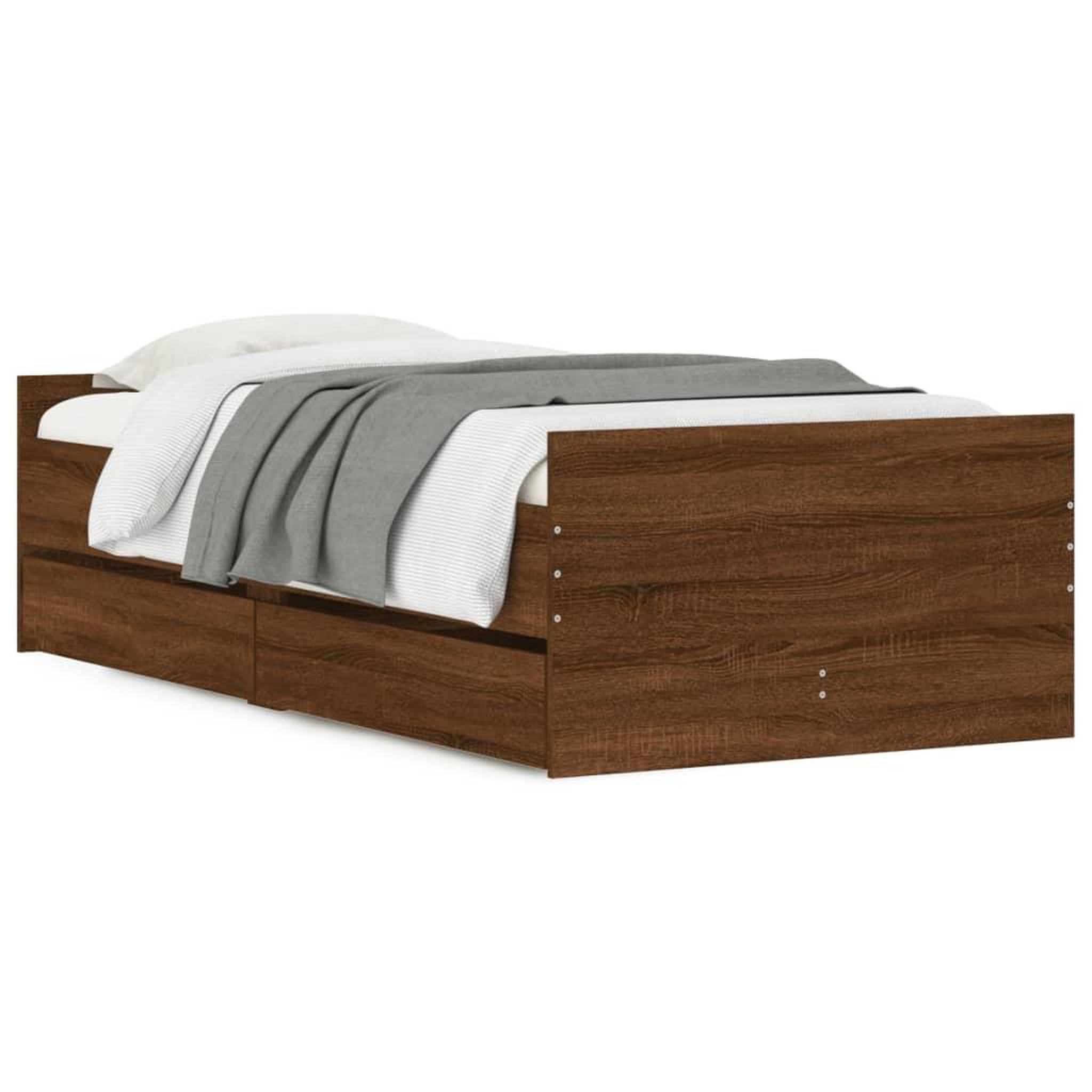Voir la diapositive 2 : VIDAXL Cadre de lit avec tiroirs sans matelas chene marron 90x190 cm