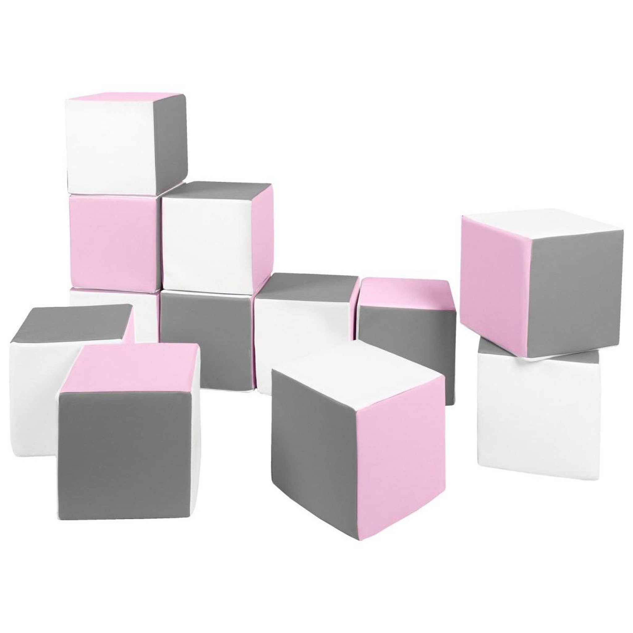 Voir la diapositive 3 : VELINDA Cubes - Lot de 12 blocs en mousse — blanc,rose clair,gris