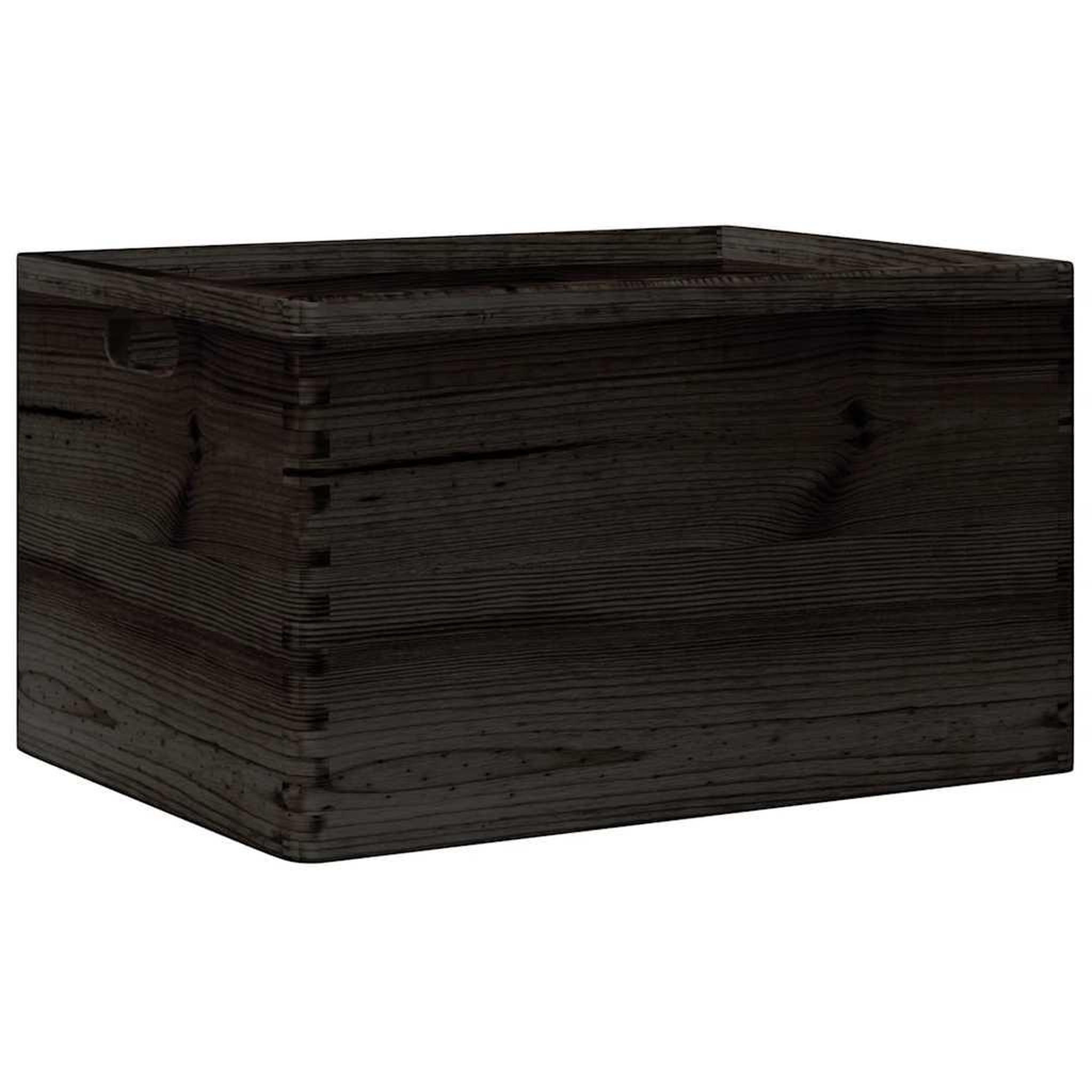 Voir la diapositive 2 : VIDAXL Boîte en bois avec poignees noir 40x30x23 cm bois de pin massif