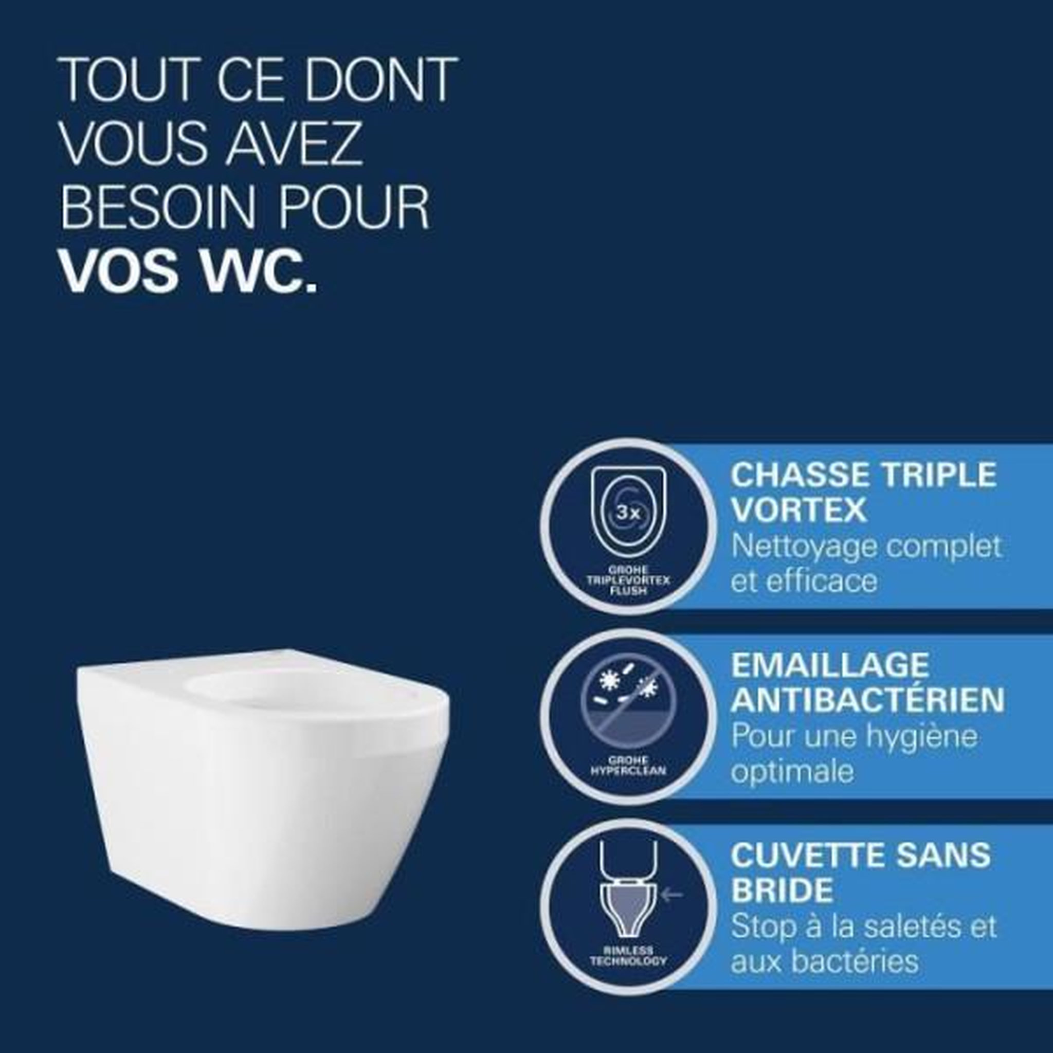 Voir la diapositive 4 : Grohe Cuvette wc suspendue compact - grohe euro ceramic - porcelaine vitrifiée - sans bride - blanc