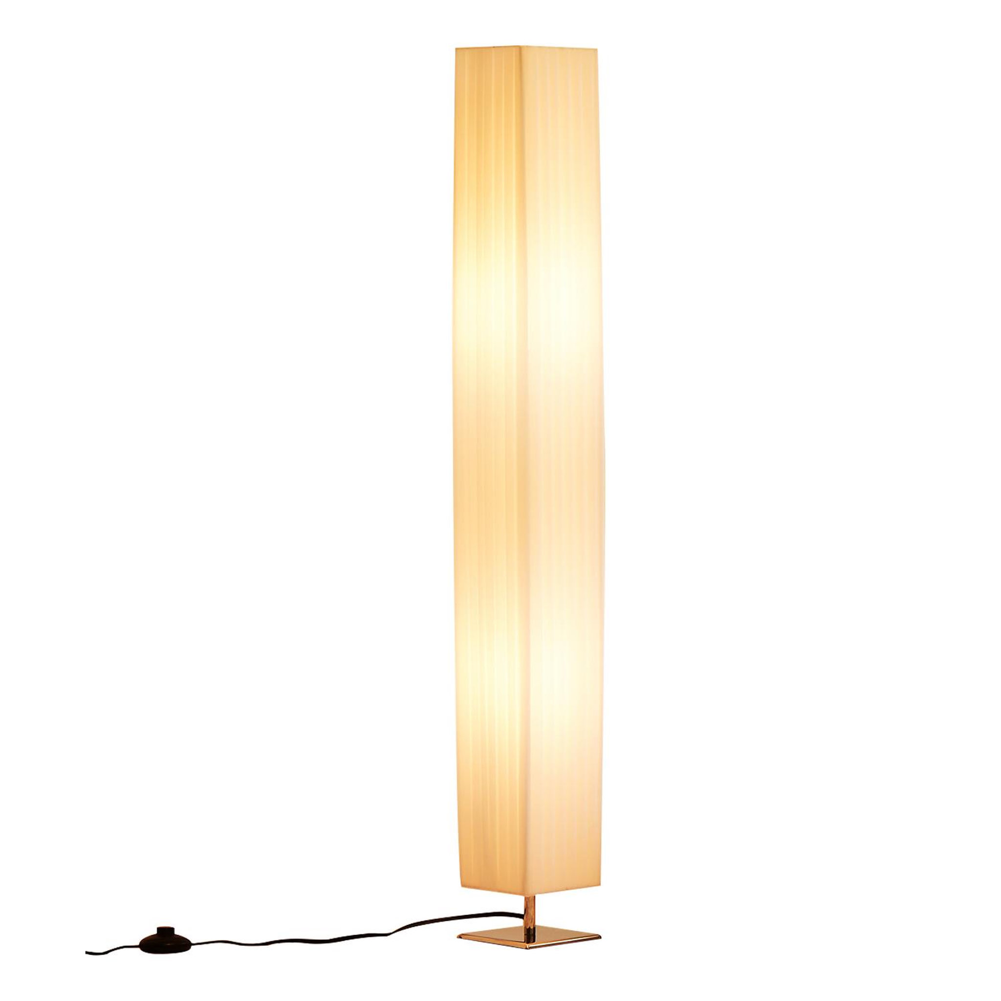 HOMCOM Lampe lampadaire colonne sur pied moderne lumière tamisée 40 W 14L x 14l x 120H cm inox blanc