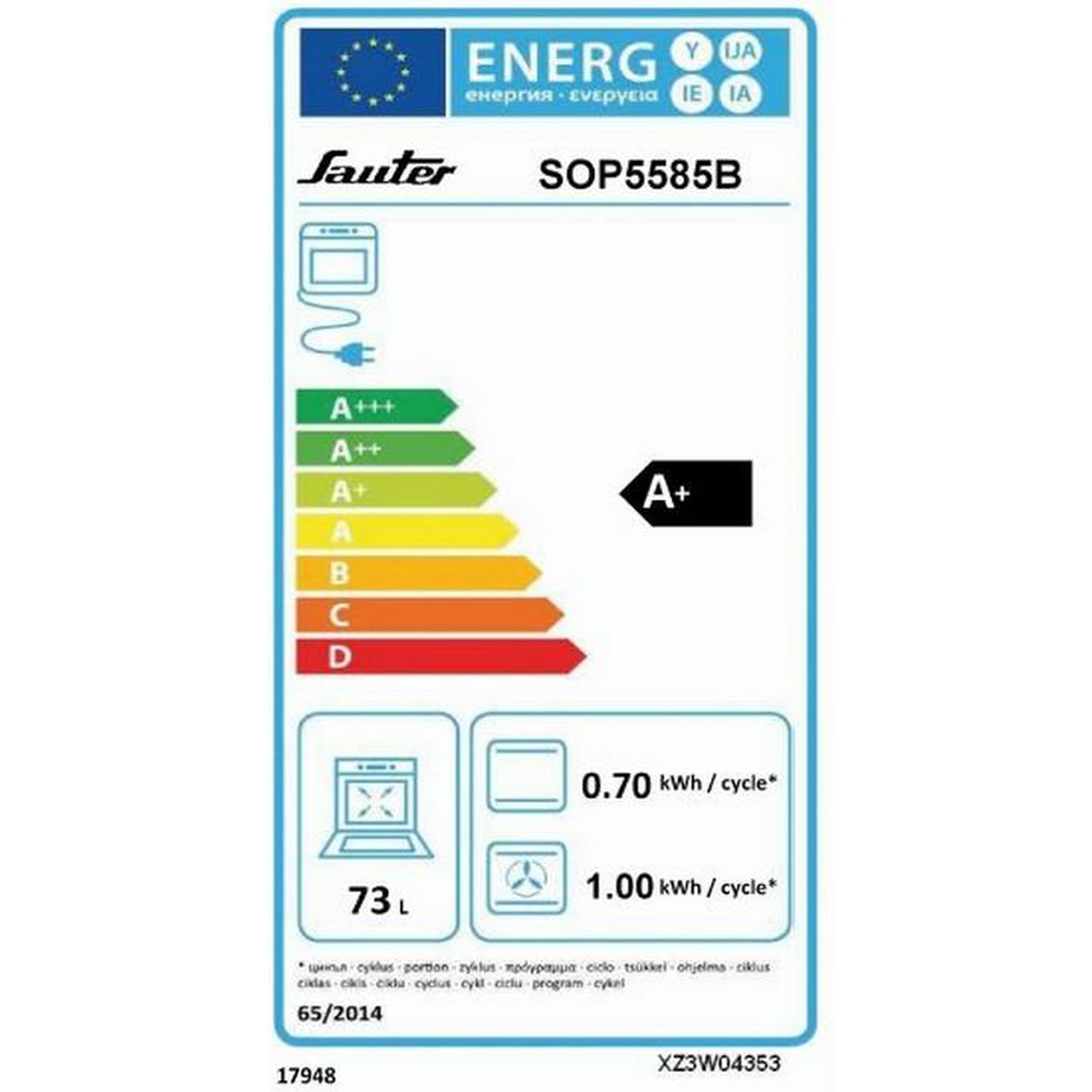 Voir la diapositive 2 : Sauter Four intégrable multifonction 73l 60cm pyrolyse noir - sop5585b