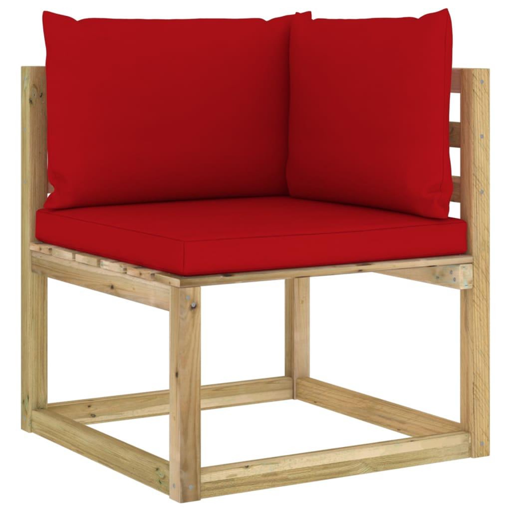 Voir la diapositive 3 : VIDAXL Canape d'angle de jardin avec coussins Bois impregne de vert