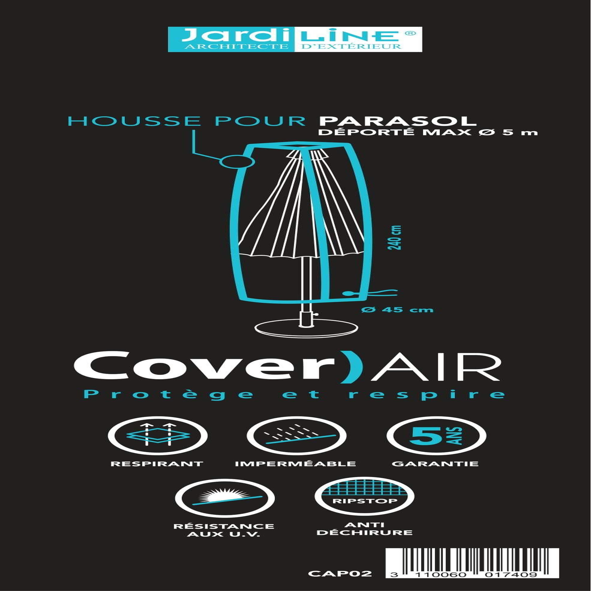 Voir la diapositive 3 : Jardiline Housse PARASOL DEPORTE - Ø45 x 240 cm - jusqu'à Ø 5m - Cover Air
