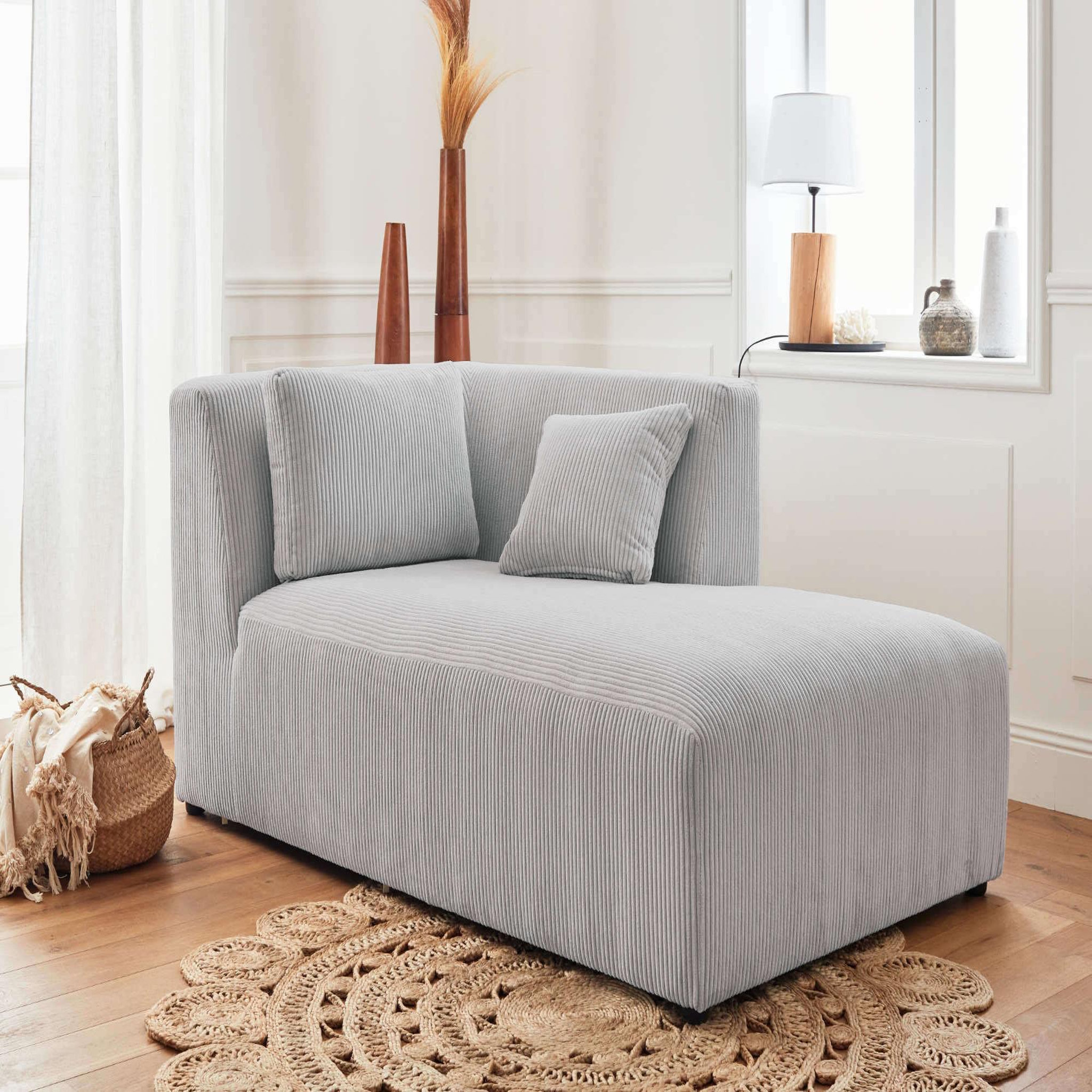Voir la diapositive 5 : LISA DESIGN Victoire - canapé modulable d'angle droit - 5 places - en velours côtelé