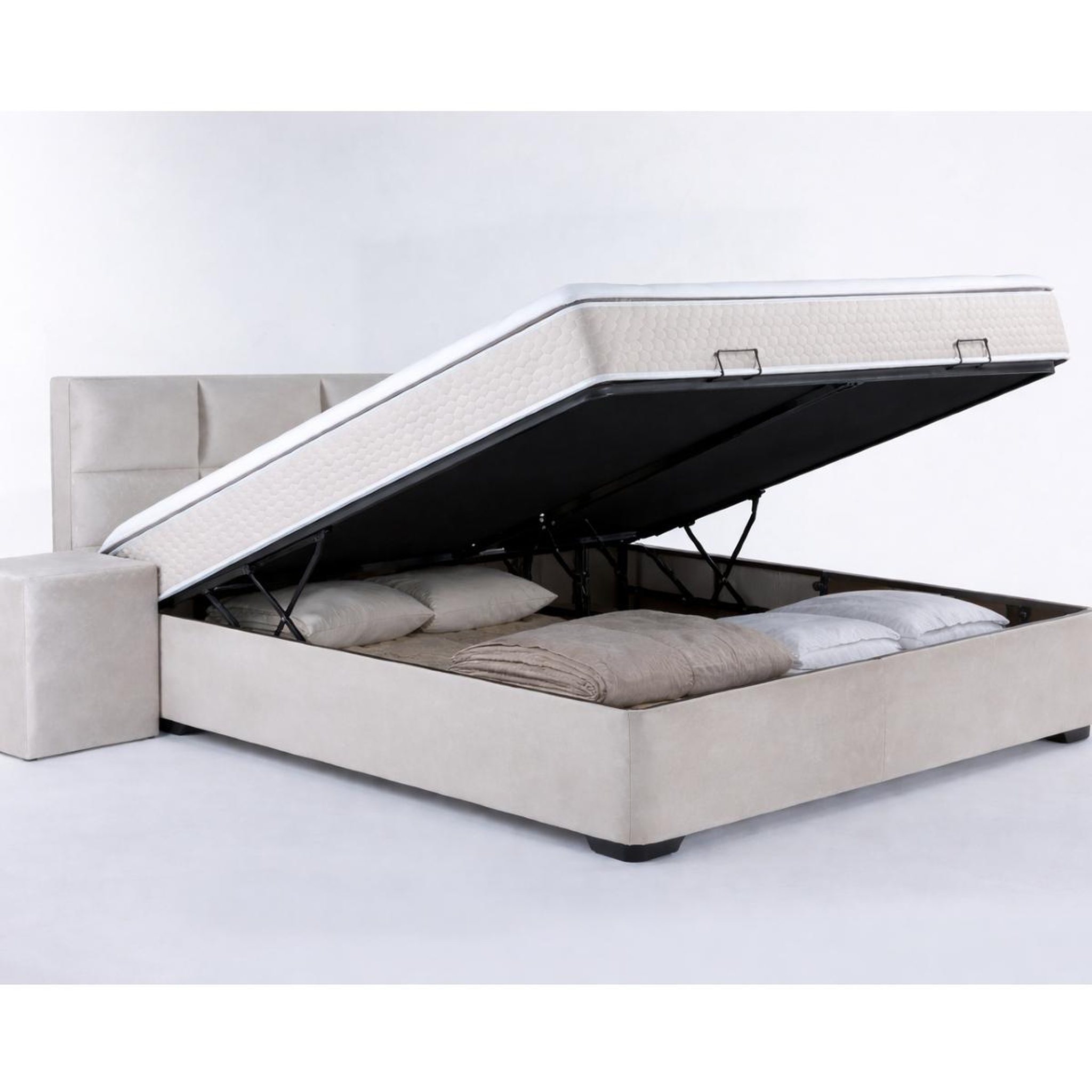 Voir la diapositive 5 : JLC KREATION Lit boxspring coffre 140cm en velours + matelas de 30cm laura