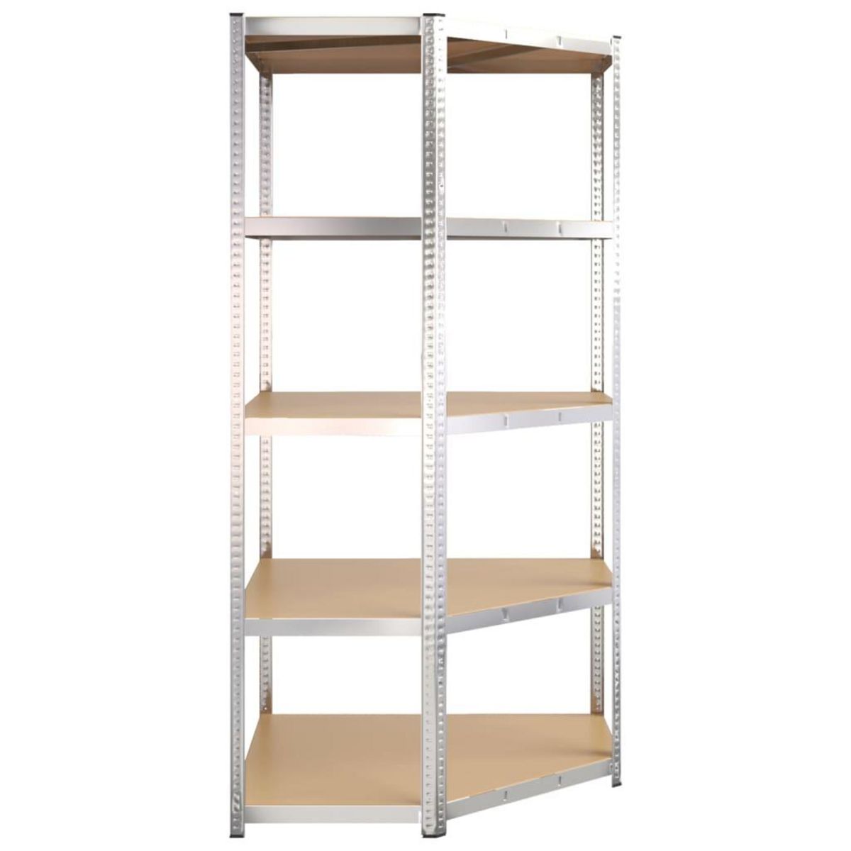 VIDAXL Etagere d'angle a 5 niveaux Argente Acier et bois d'ingenierie