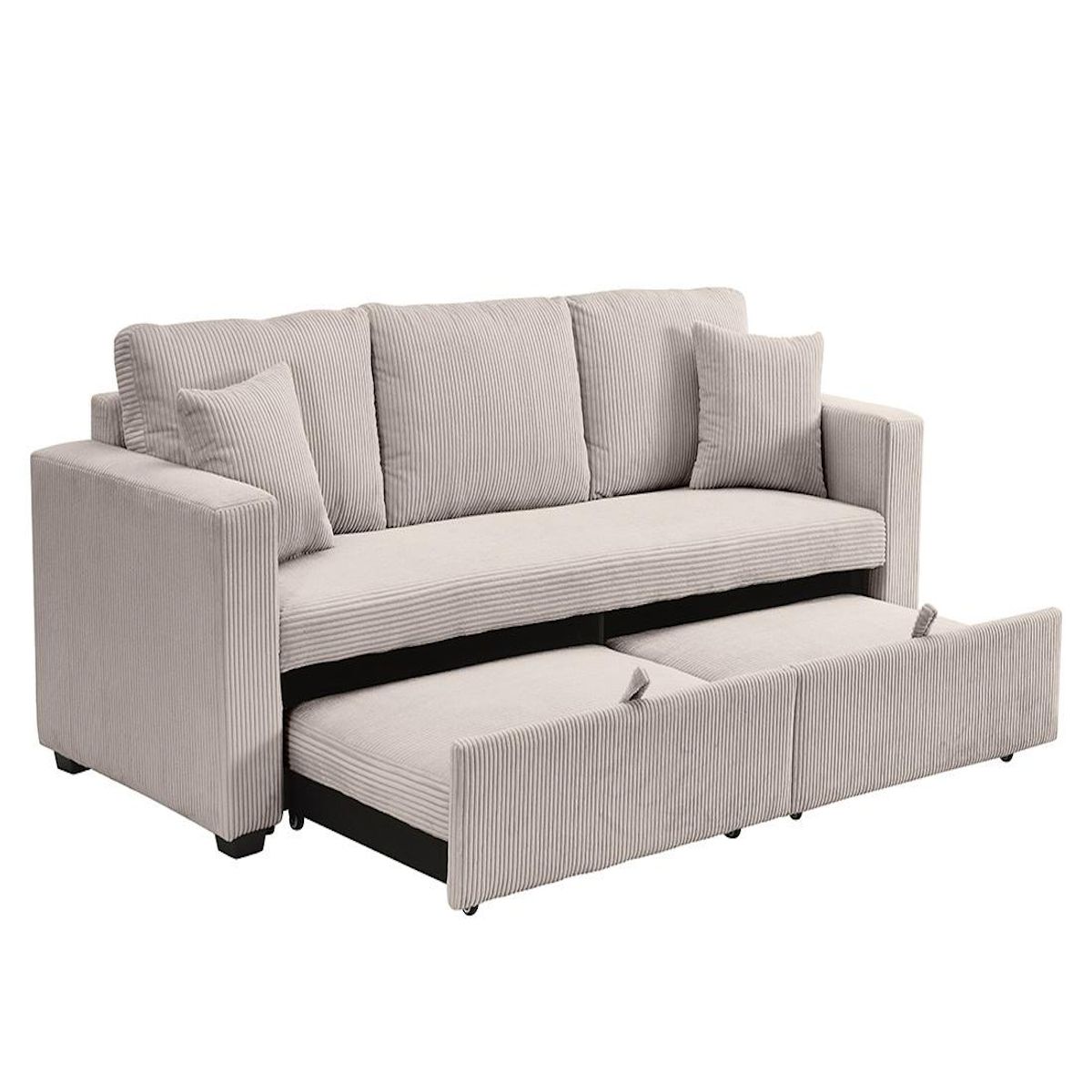 BEST MOBILIER Cyrus - canapé droit 3 places convertible en velours côtelé