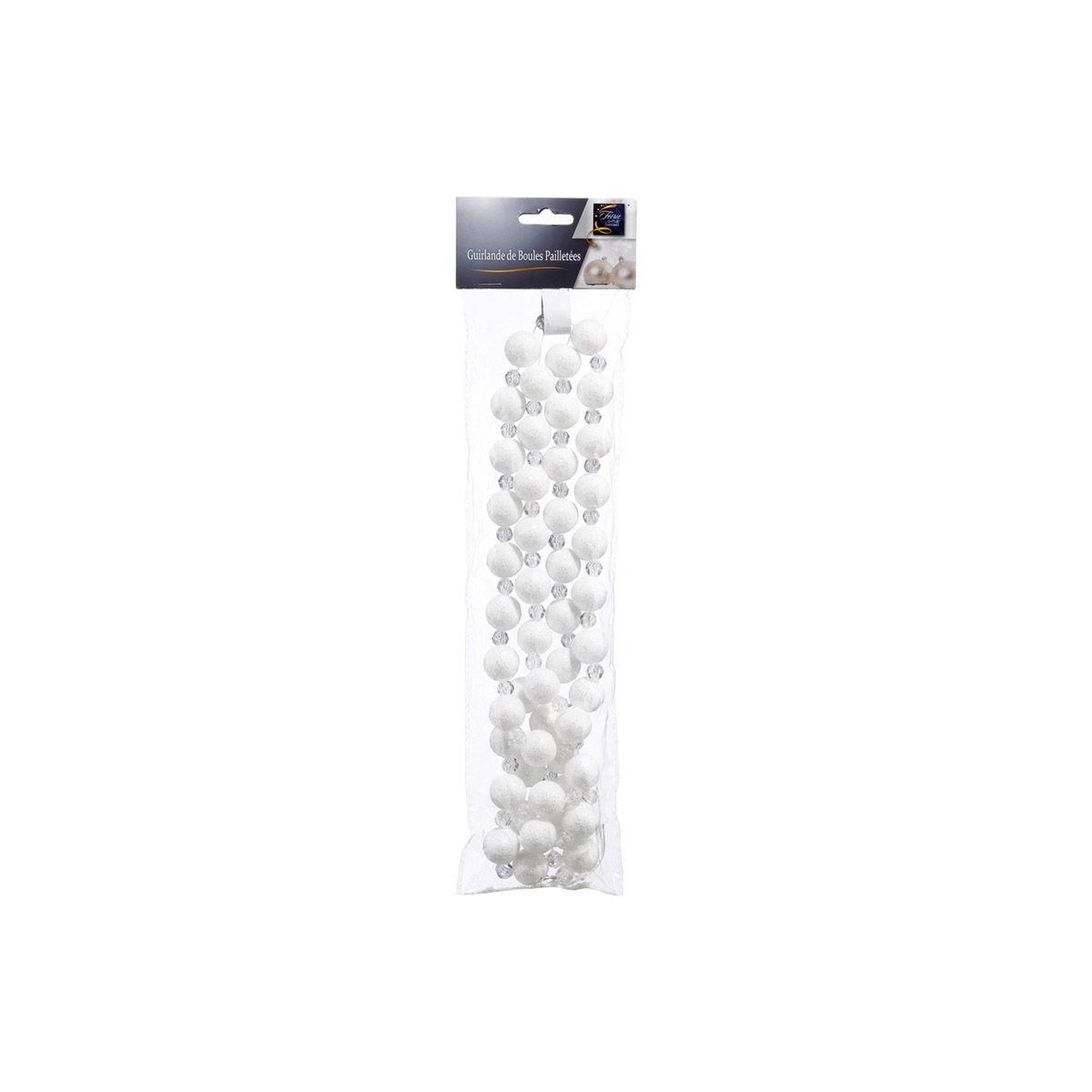 Voir la diapositive 3 : FEERIC LIGHT & CHRISTMAS Guirlande de noël perles  polaire  144cm blanc