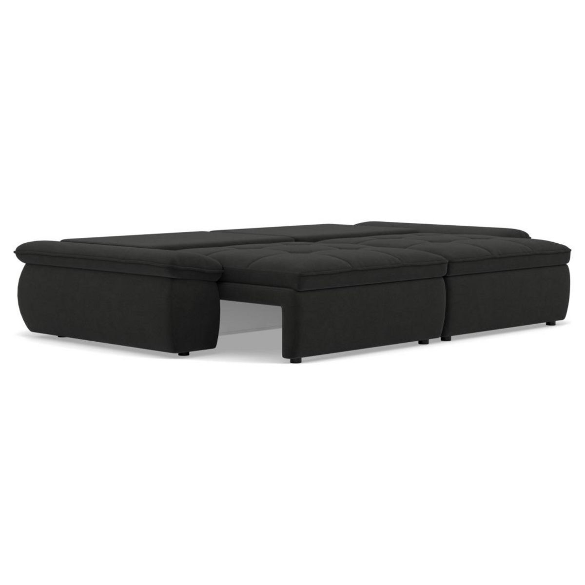 LISA DESIGN Elvona - canapé droit 3 places convertible avec coffre en tissu texturé