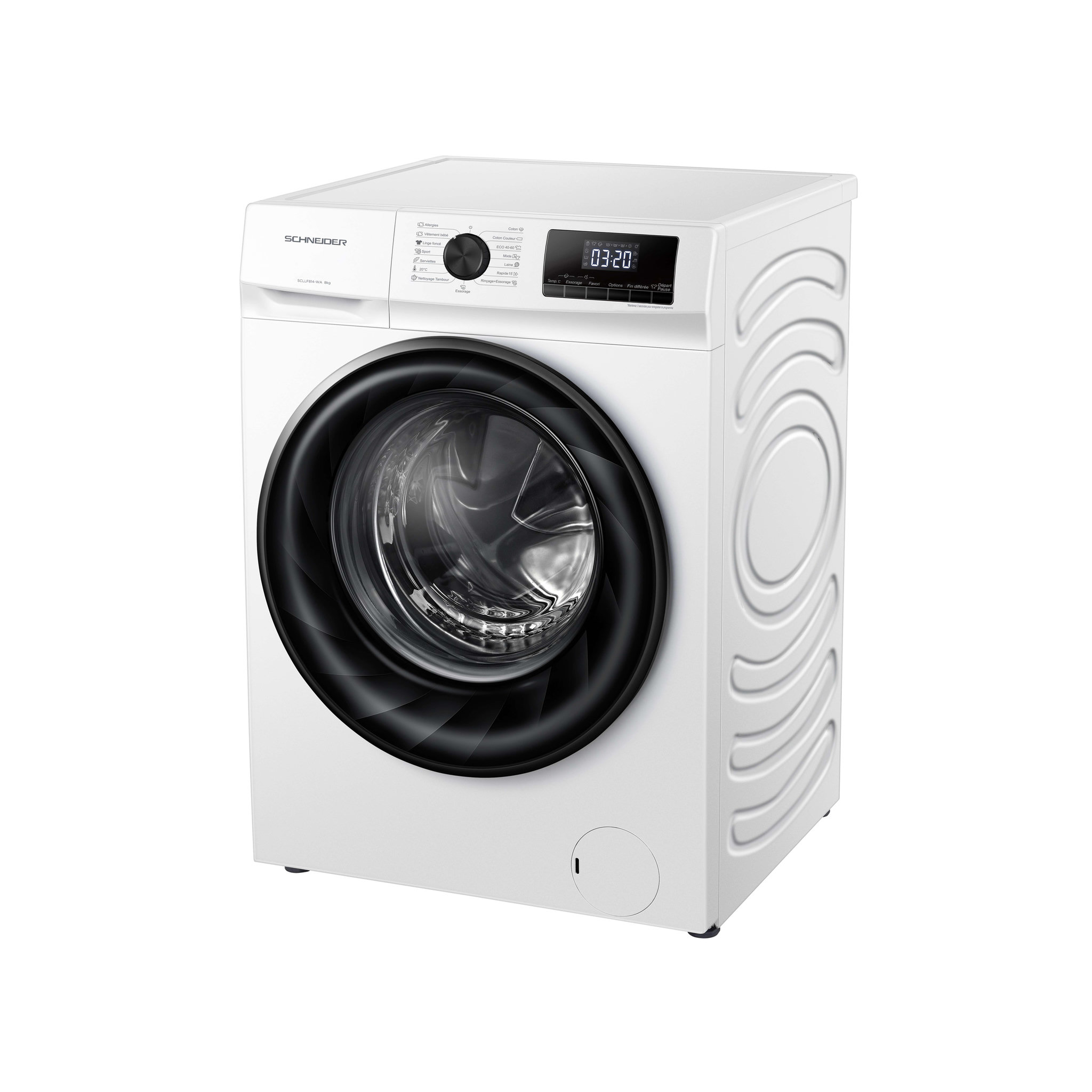 Voir la diapositive 4 : SCHNEIDER Lave linge frontal 8kg Blanc - SCLLF814-WA