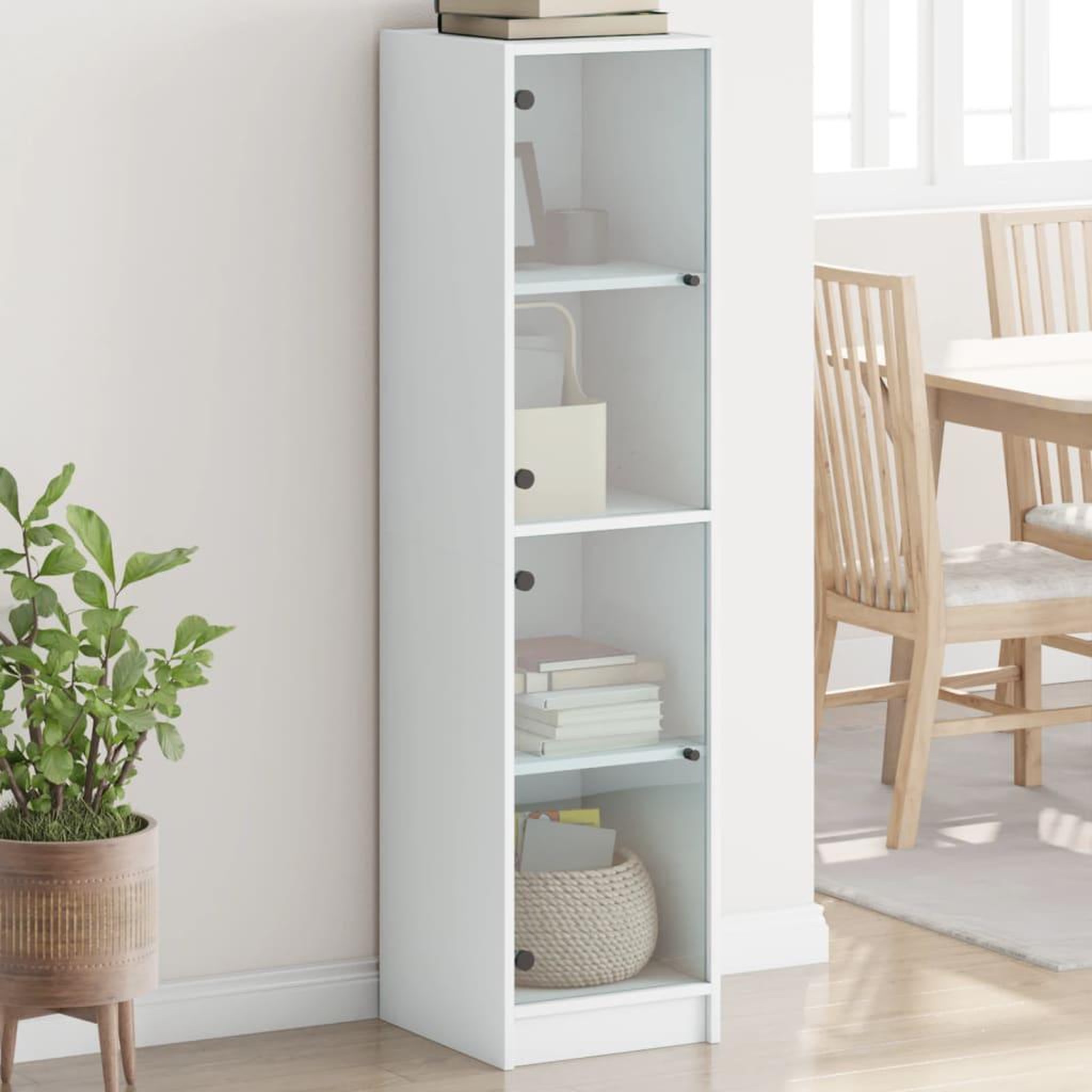 VIDAXL Buffet avec portes en verre blanc 35x37x142 cm