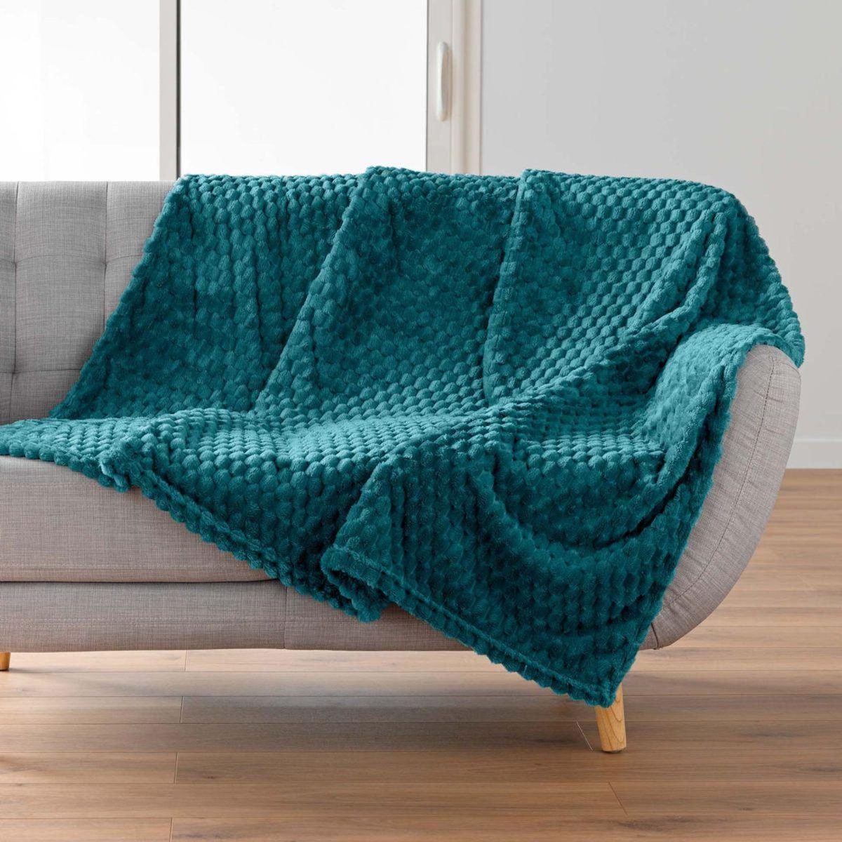 Paris Prix Plaid Flanelle en Relief  Mini Frosty  125x150cm Bleu