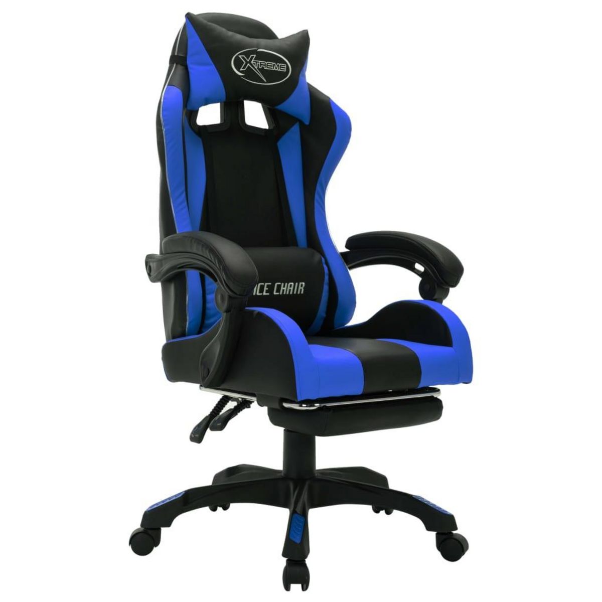 VIDAXL Fauteuil de jeux video avec LED RVB Bleu et noir Similicuir