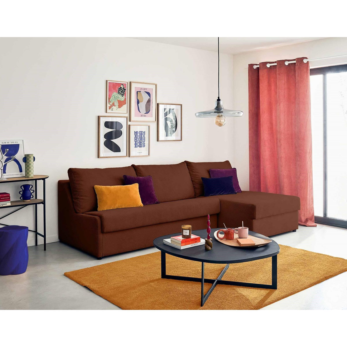 LISA DESIGN Palmira - canapé d'angle droit - 4 places - convertible couchage quotidien - matelas 14 cm - en velours côtelé