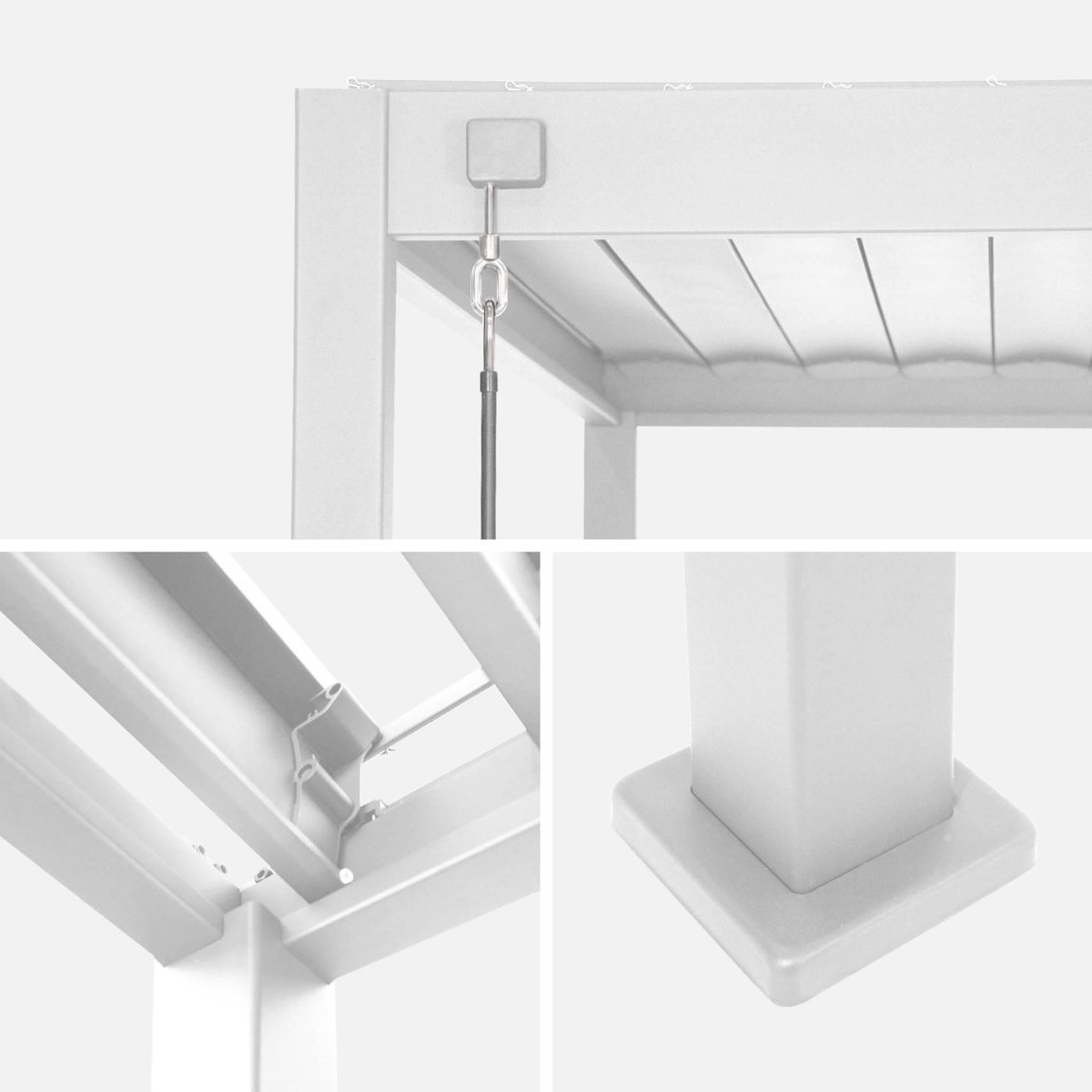 SWEEEK Pergola bioclimatique aluminium 4x3m + 3 persiennes 100cm lames orientables Triomphe