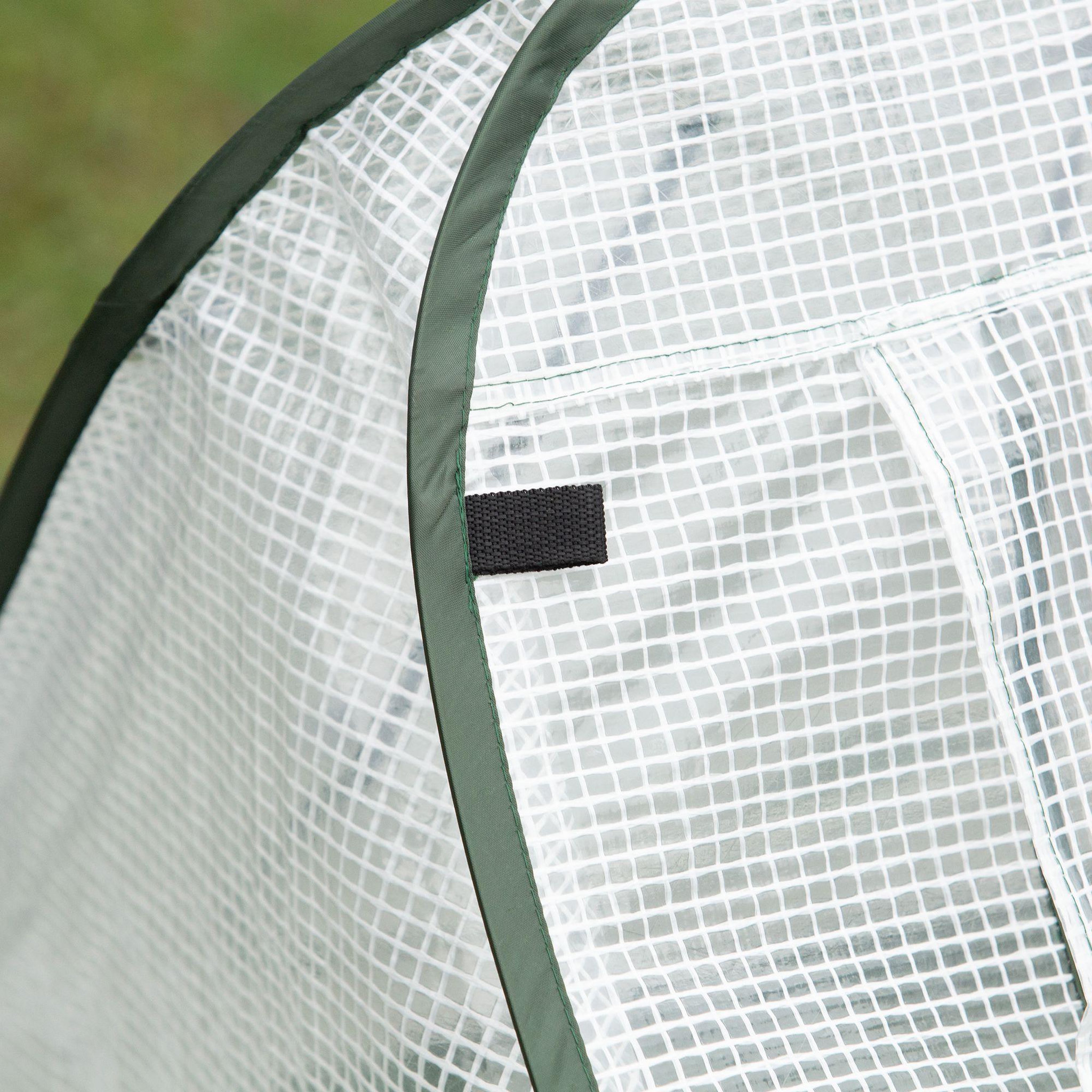 Voir la diapositive 6 : OUTSUNNY Mini serre pop-up de jardin - serre à tomates - 4 fenêtres + 4 portes zippées enroulable - dim. 2,4L x 1,2l x 0,75H m - sac transport inclus - PE blanc vert