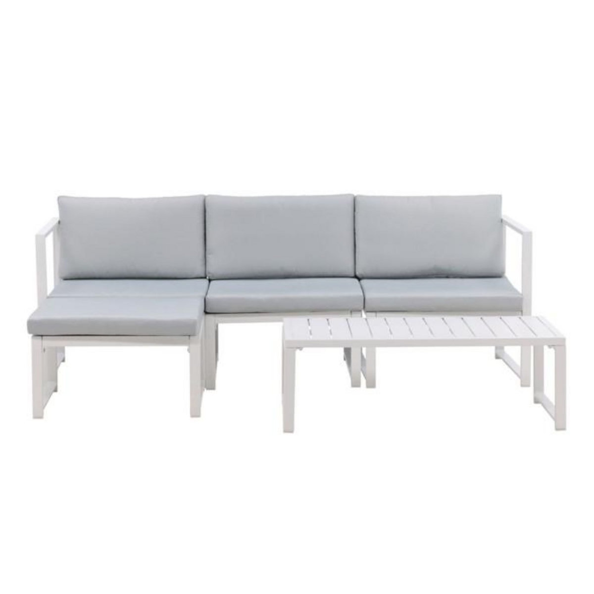 Paris Prix Salon de Jardin Modulable  Salvador  200cm Blanc & Gris