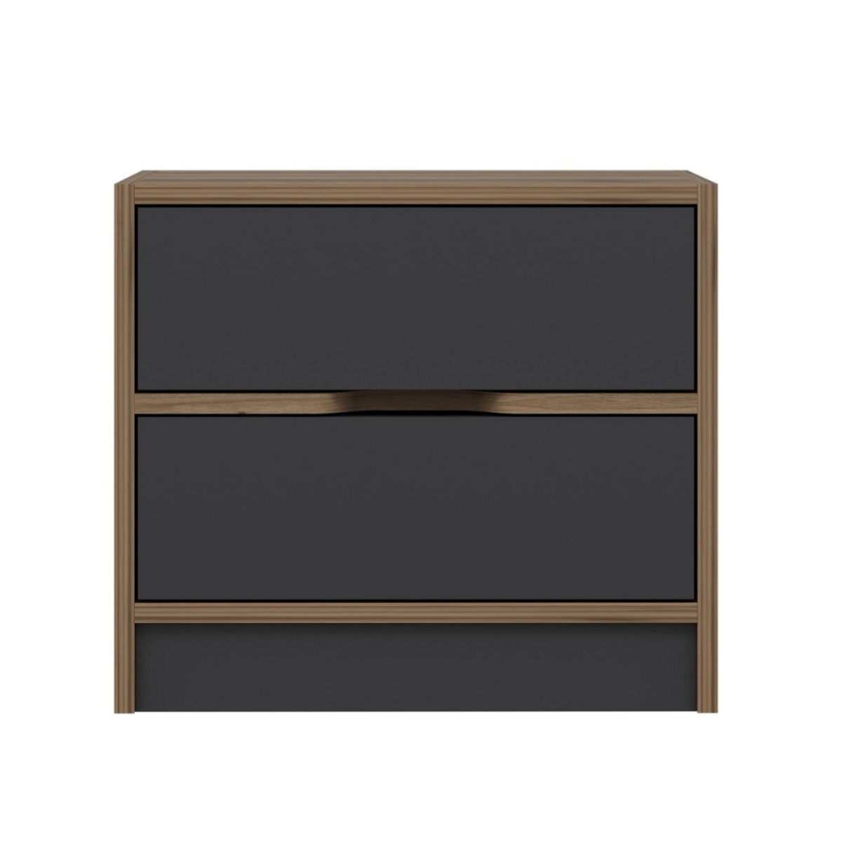 CONCEPT USINE Table de chevet bois et gris 2 tiroirs MOLDE