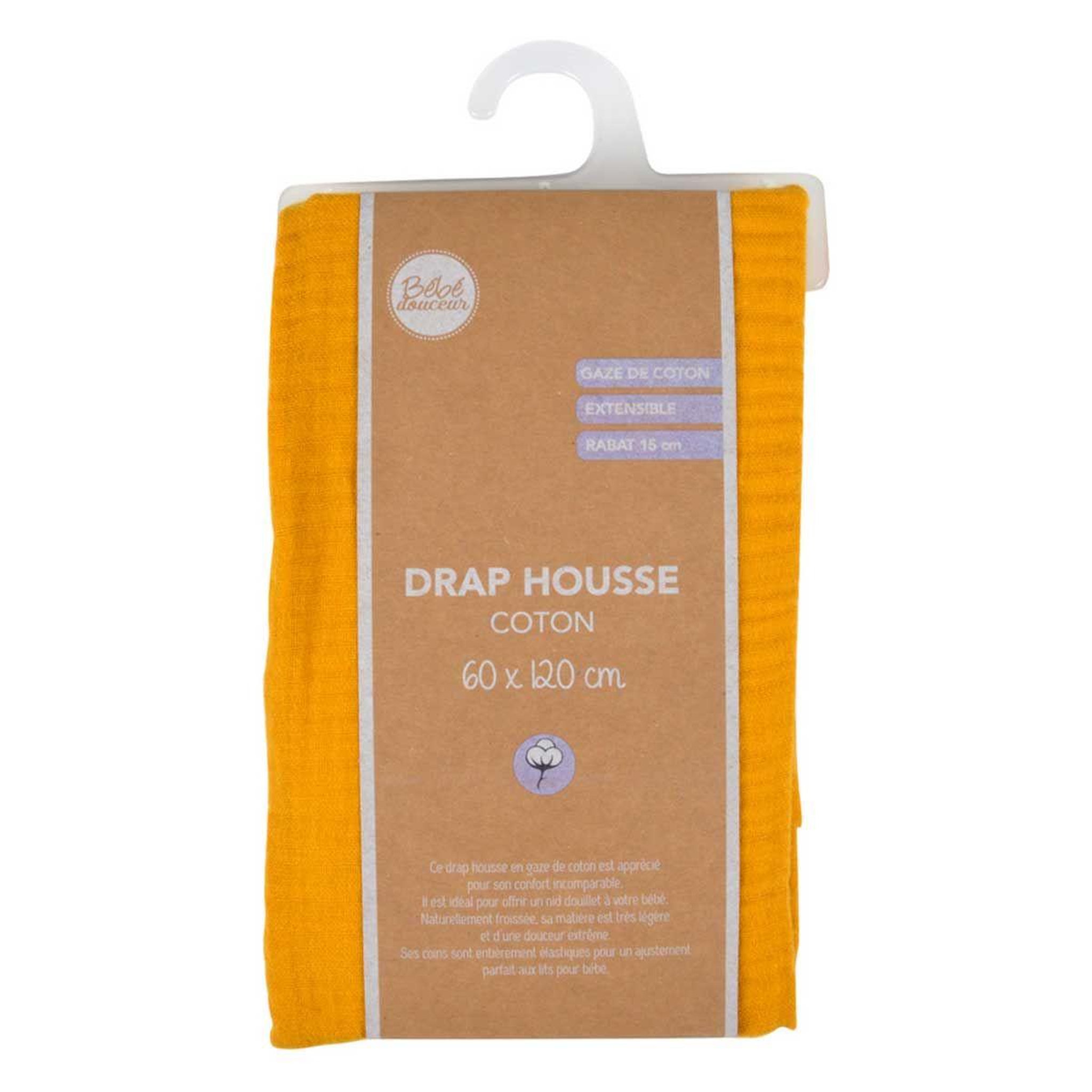 Voir la diapositive 4 : BEBE DOUCEUR Drap housse bébé  extensible  60x120cm moutarde