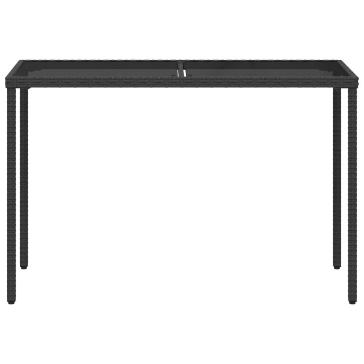 VIDAXL Table de jardin dessus en verre noir 115x54x74cm resine tressee