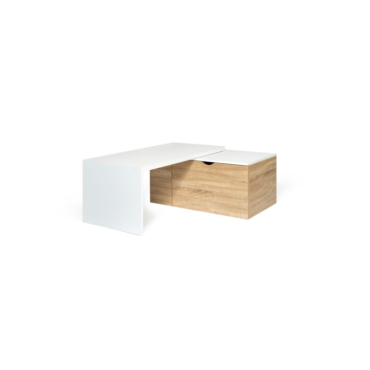 Table basse rotative 360° 1 porte avec rangement
